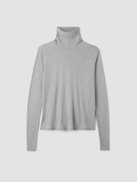 Pima Cotton Blend Turtleneck Top