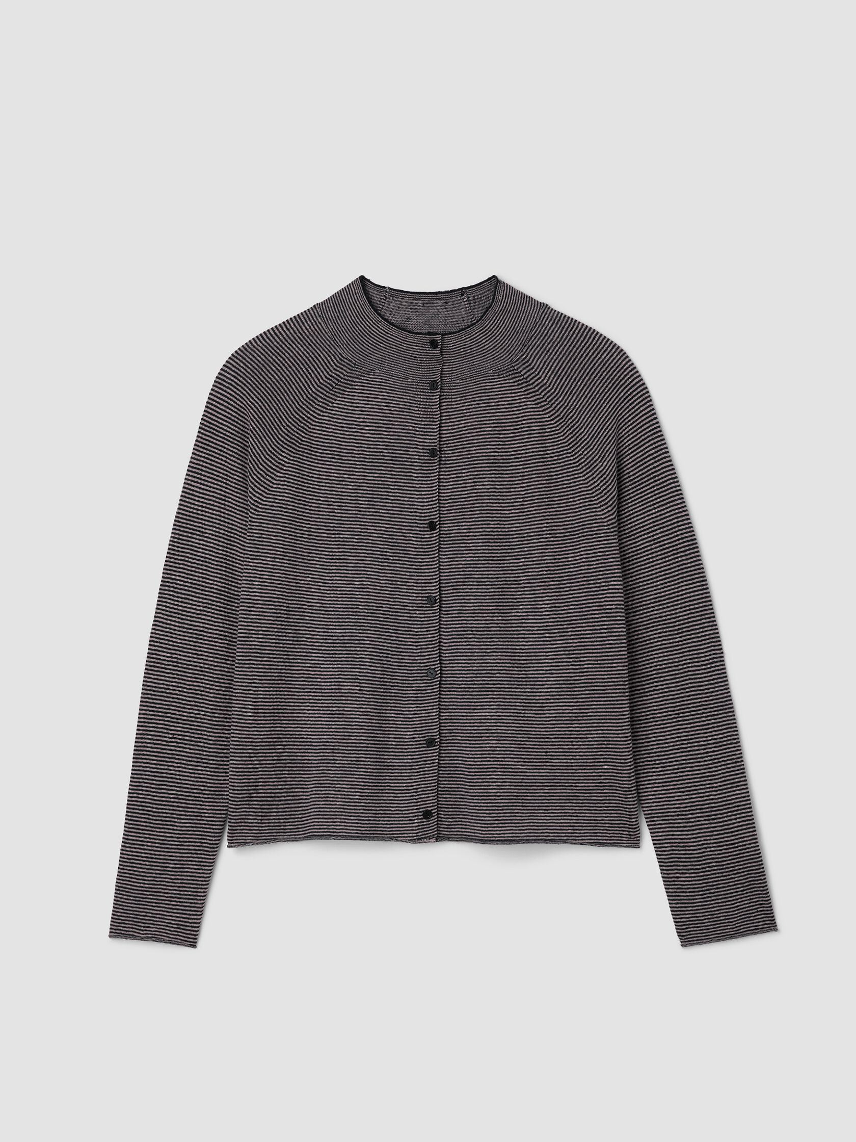 Organic Linen Cotton High Collar Cardigan