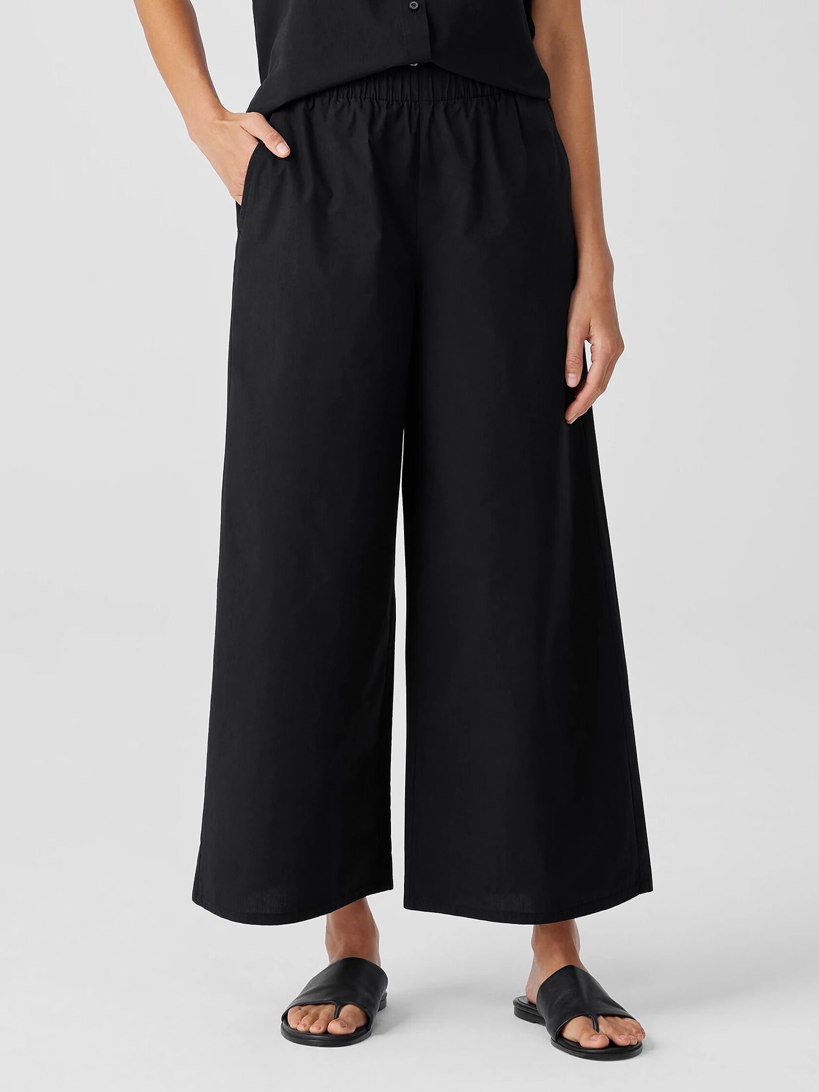 Washed Organic Cotton Poplin Wide-Leg Pant