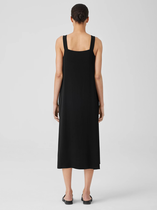 Silk Georgette Crepe Square Neck Dress | EILEEN FISHER