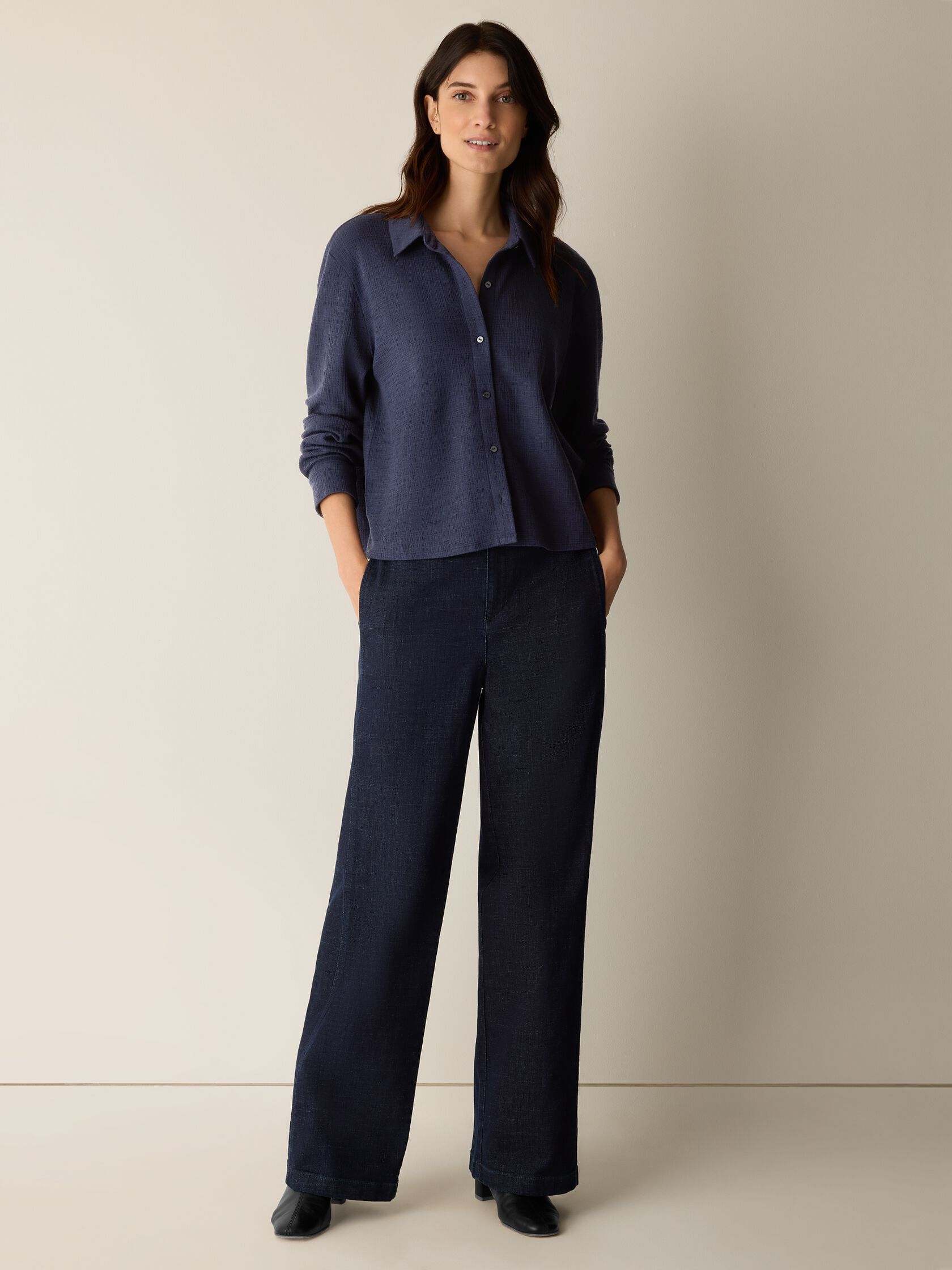 Cross Hatch Stretch Jersey Classic Collar Shirt