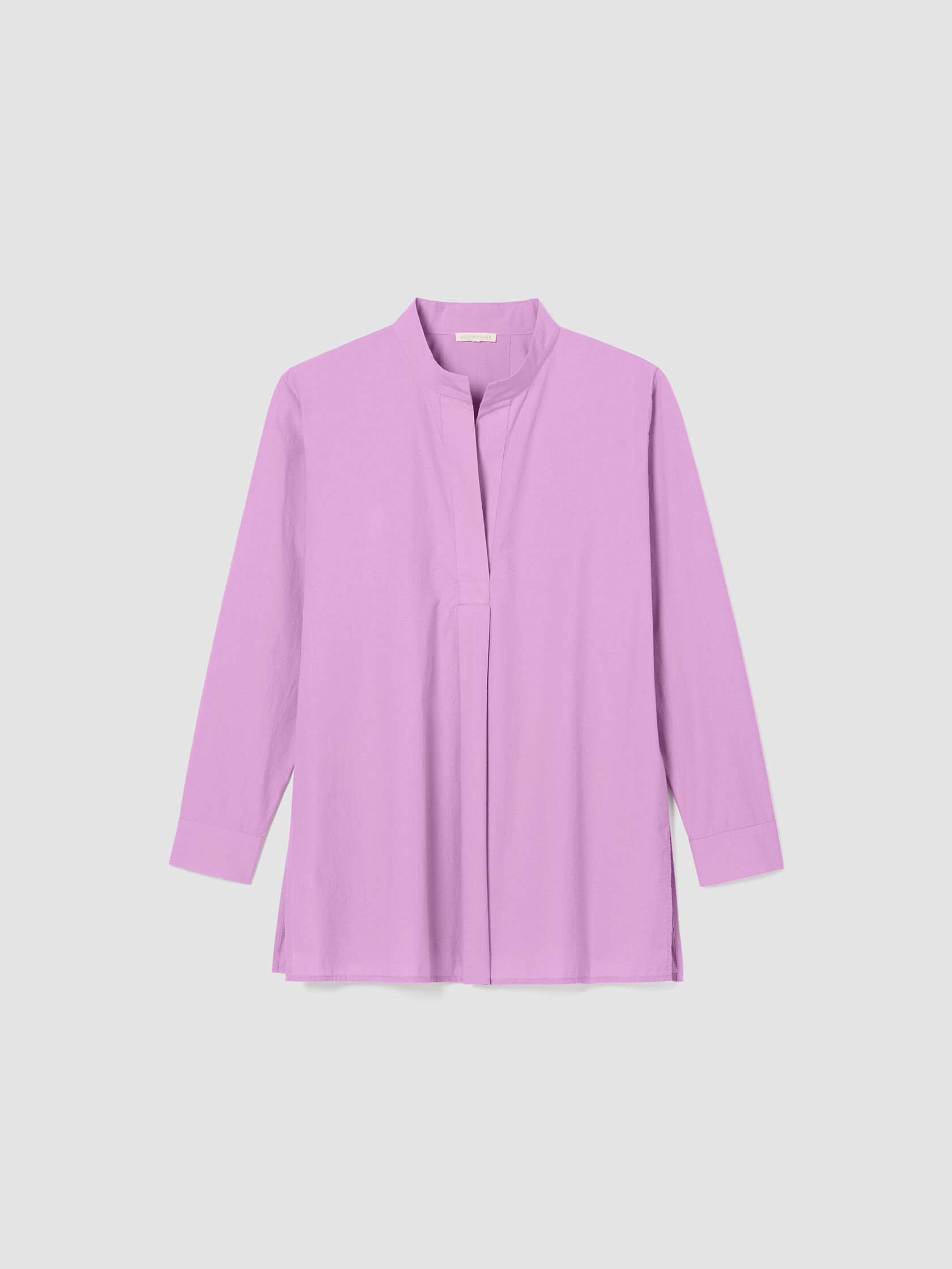 Washed Organic Cotton Poplin Stand Collar Top