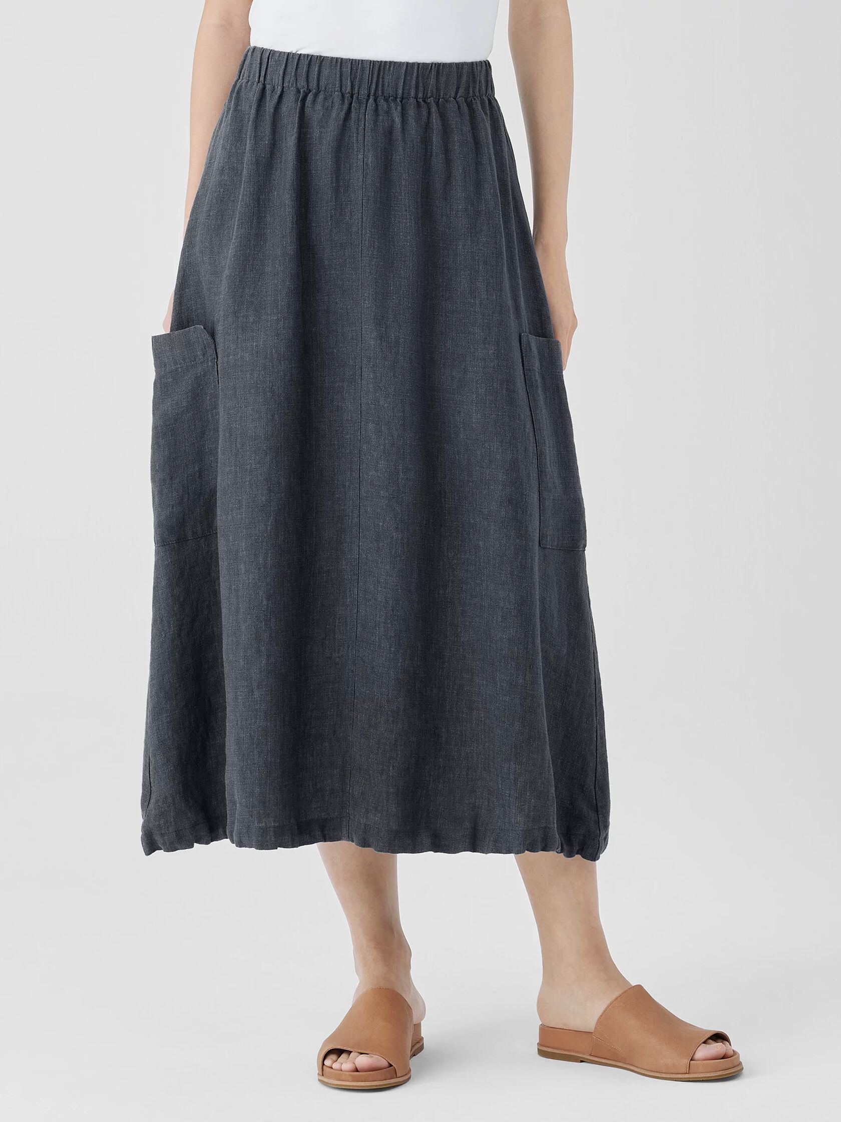 Washed Organic Linen Délavé Cargo Skirt