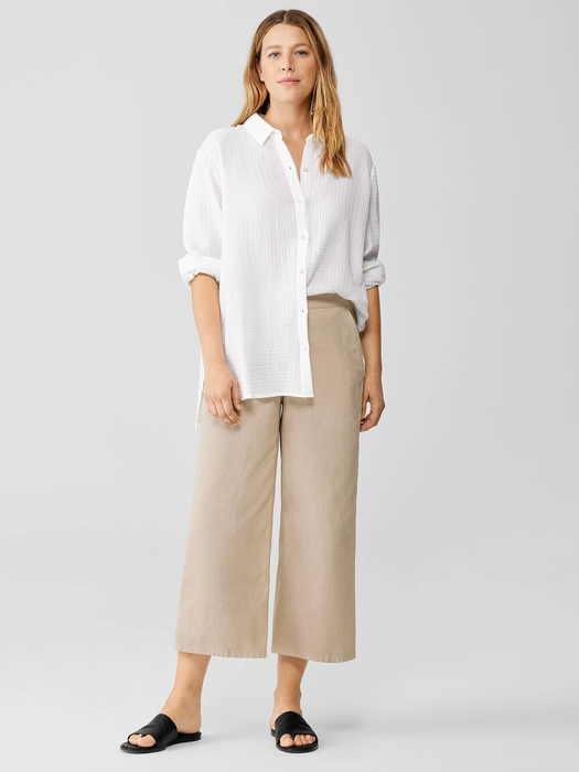 Cotton Hemp Stretch Wide-Leg Pant