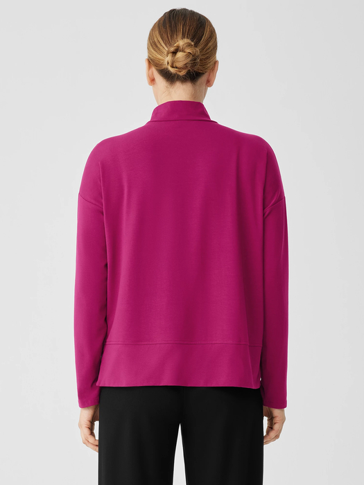 Stretch Jersey Knit Mock Neck Top