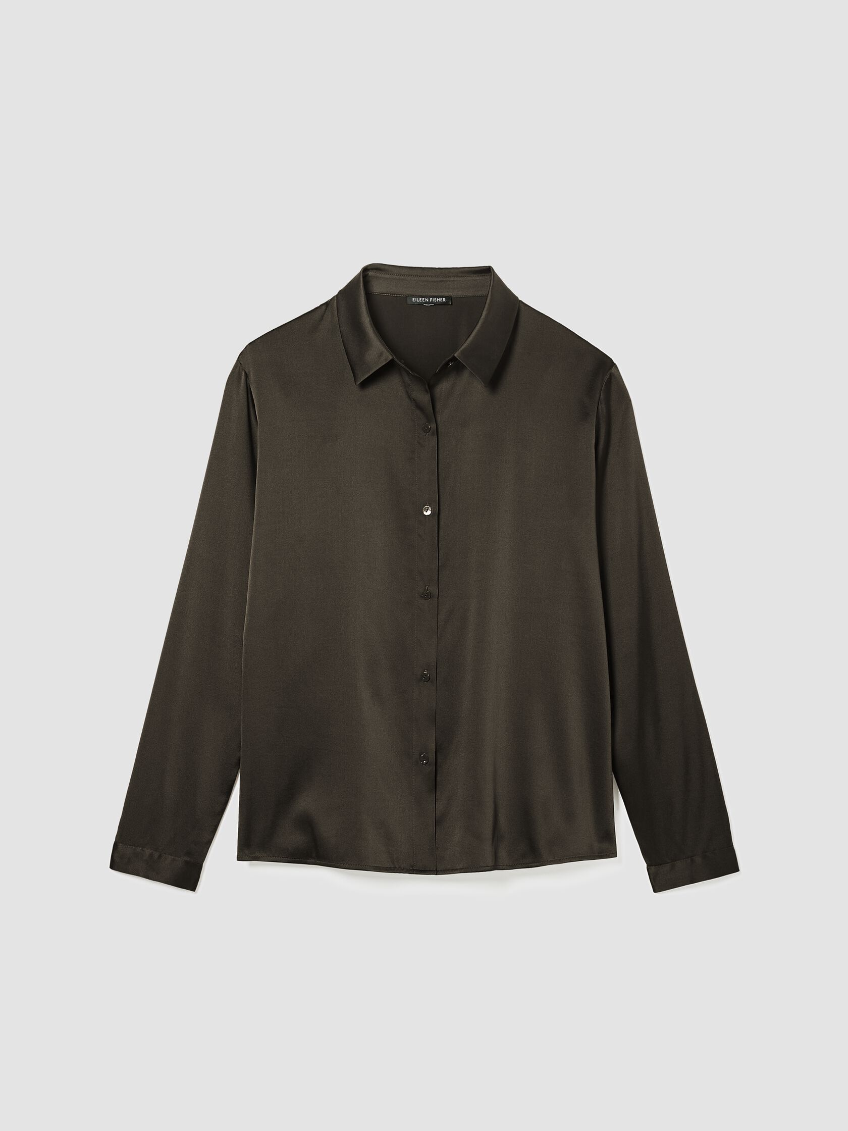 Stretch Silk Charmeuse Classic Collar Shirt