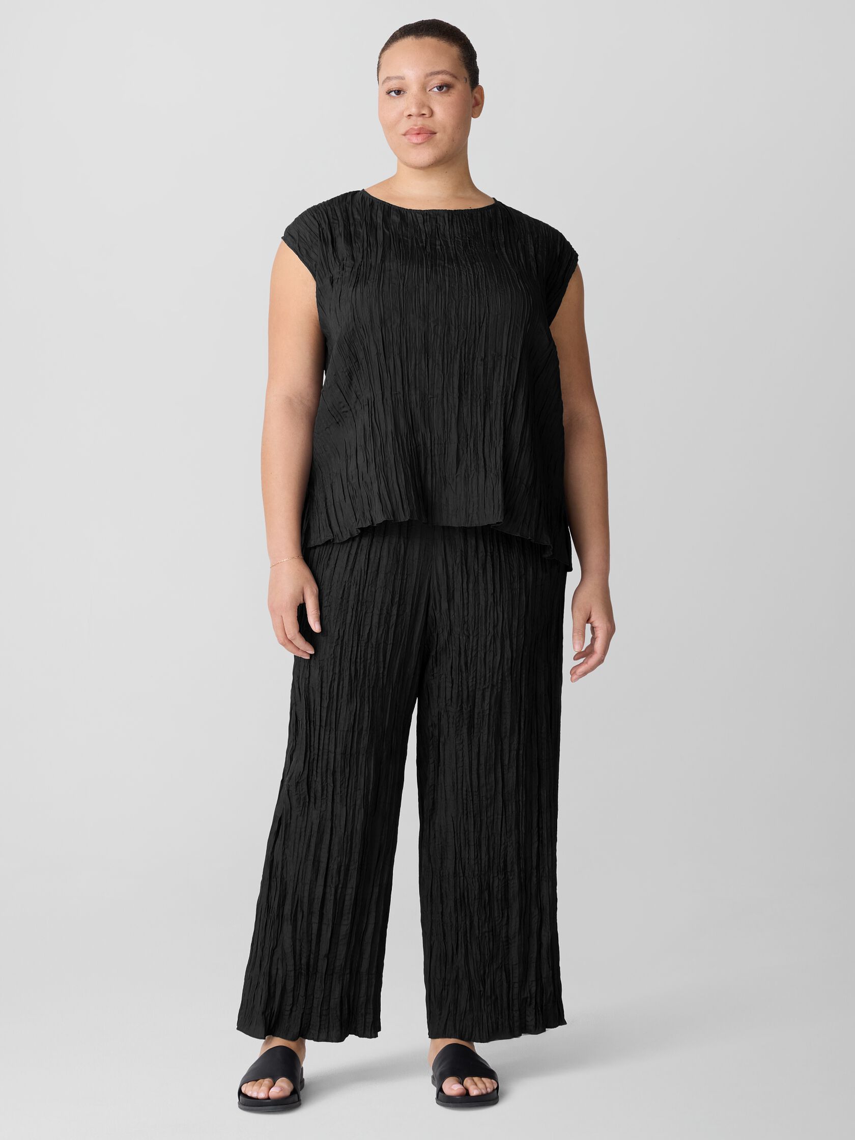 Crushed Silk Ballet Neck Top