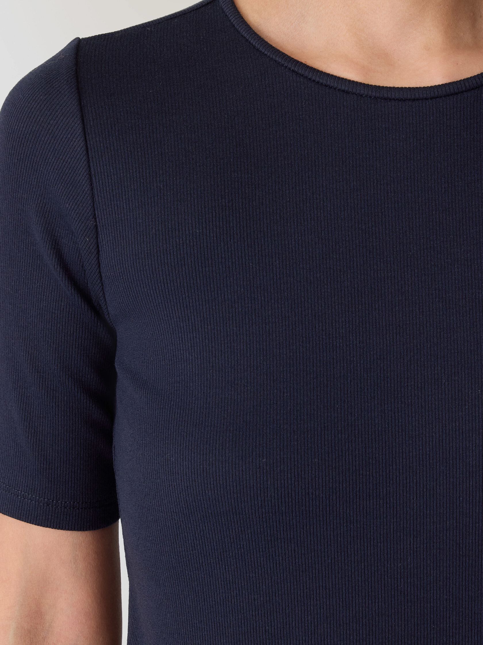 Organic Cotton Stretch Rib Crew Neck Top