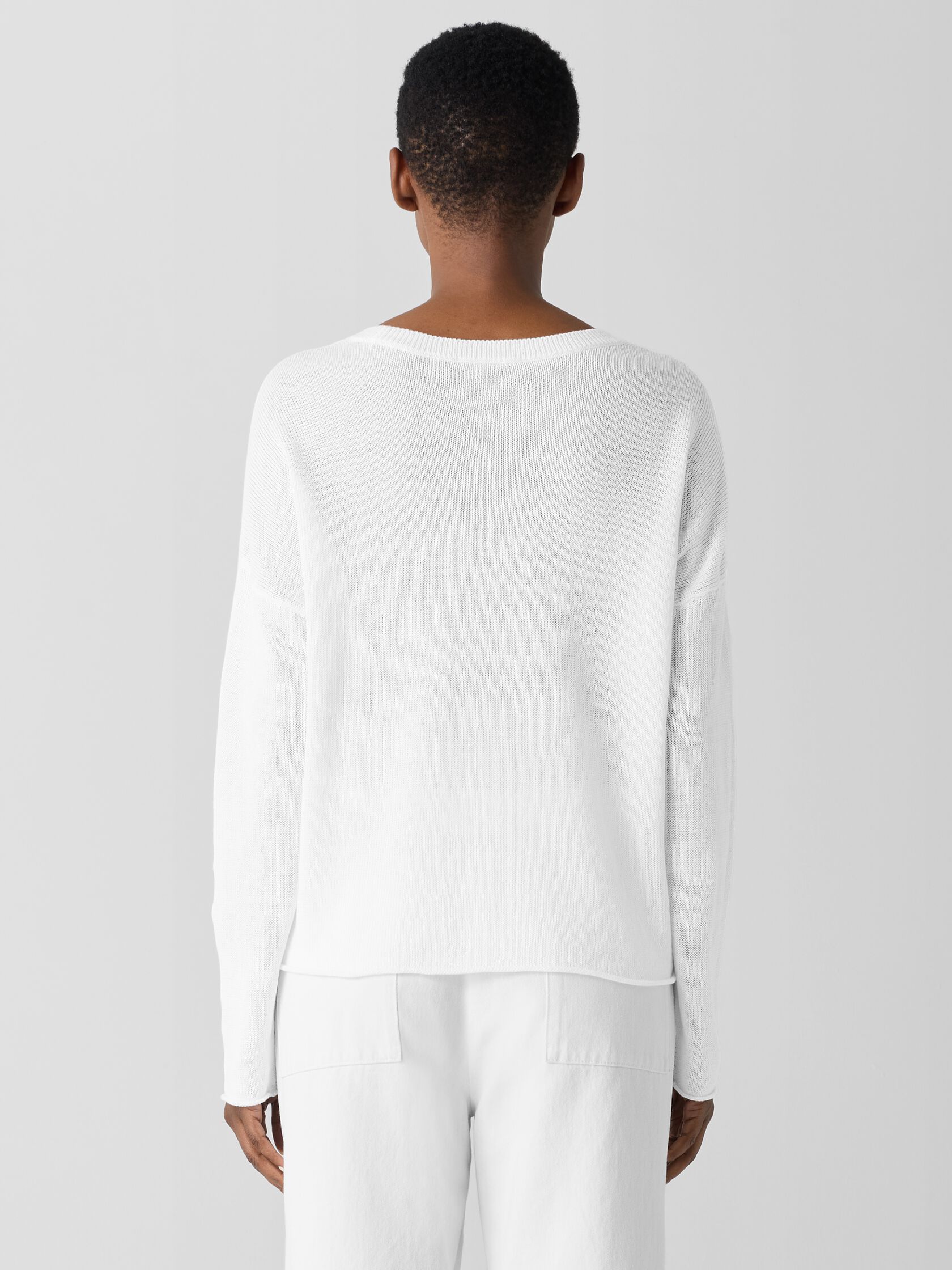 Organic Linen Cotton Cord Crew Neck Top