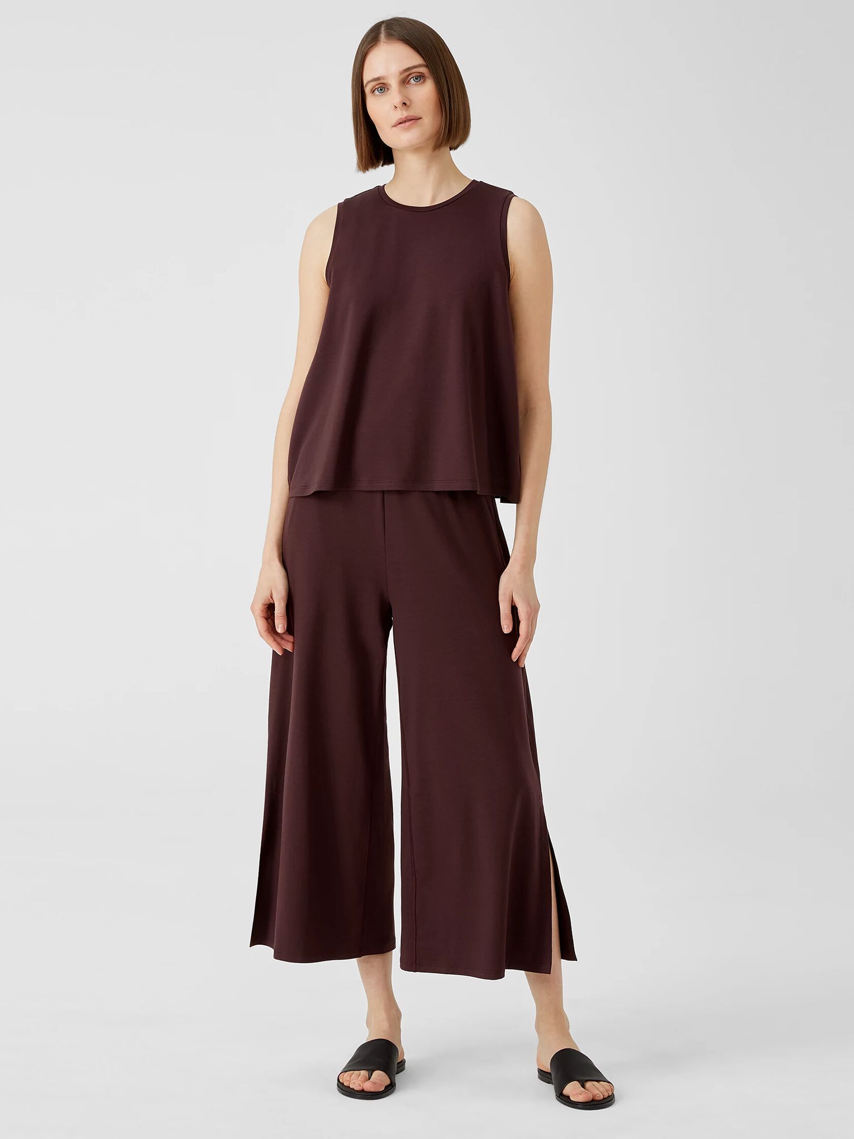 Fine Jersey Wide-Leg Pant with Slits