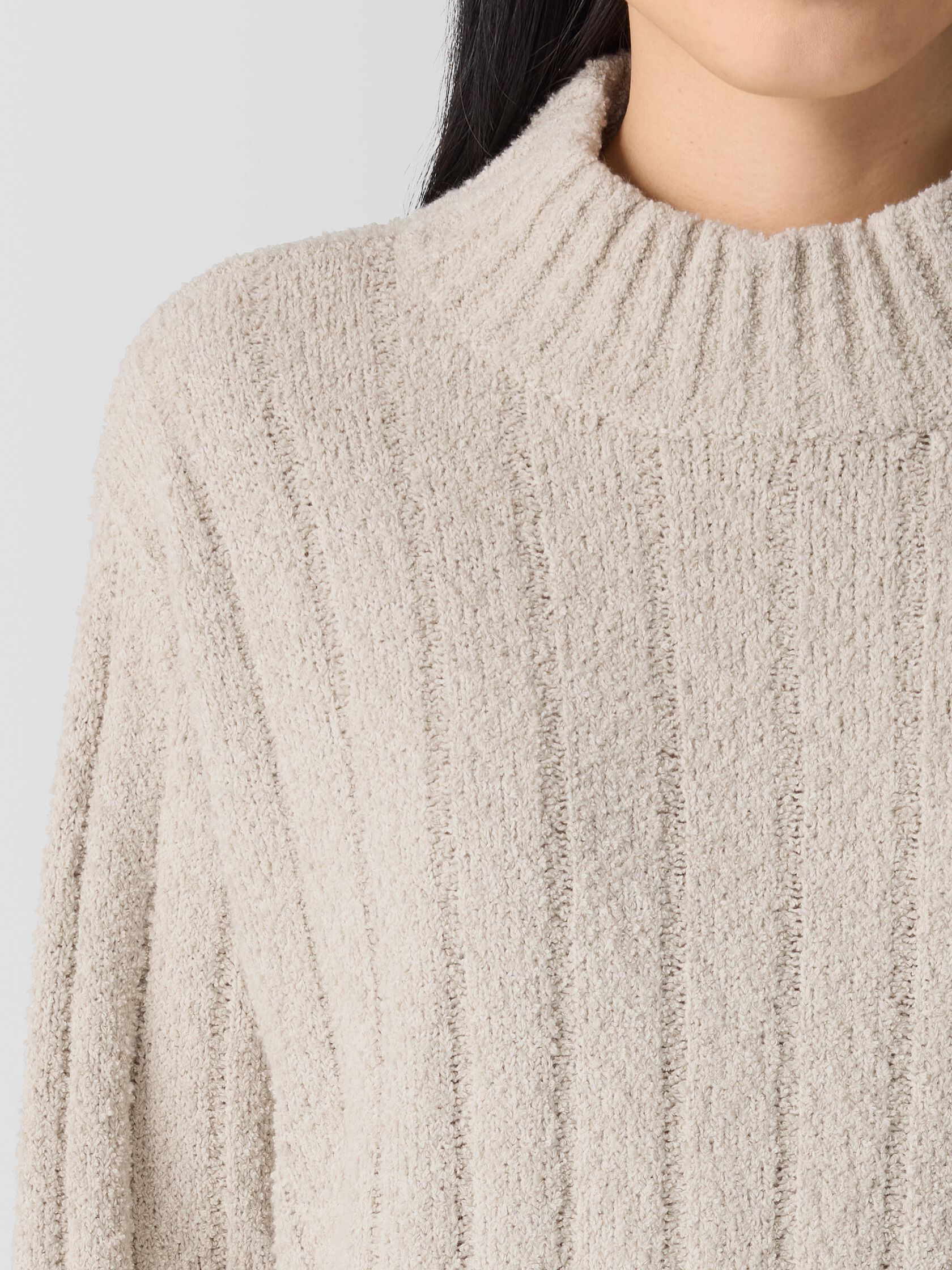 Cotton Fluff Rib Turtleneck Top