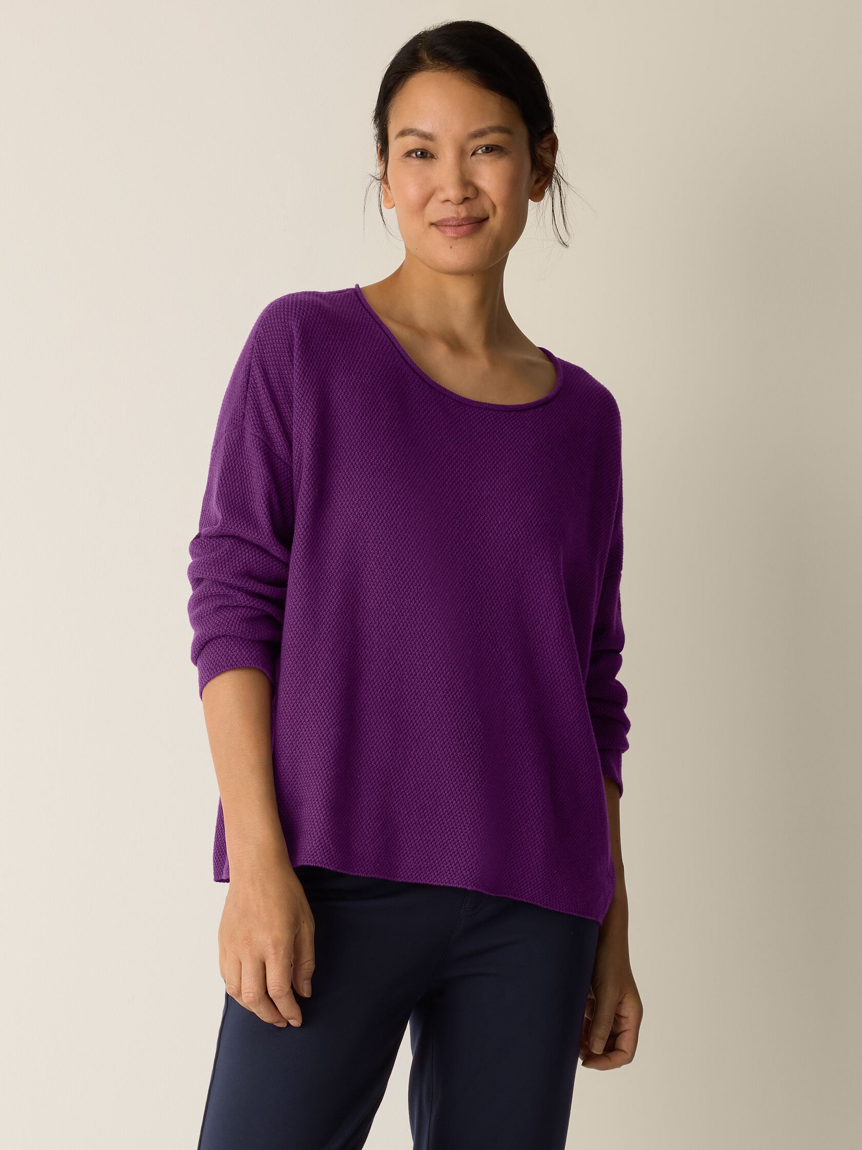 Peruvian Cotton Blend Jewel Neck Top
