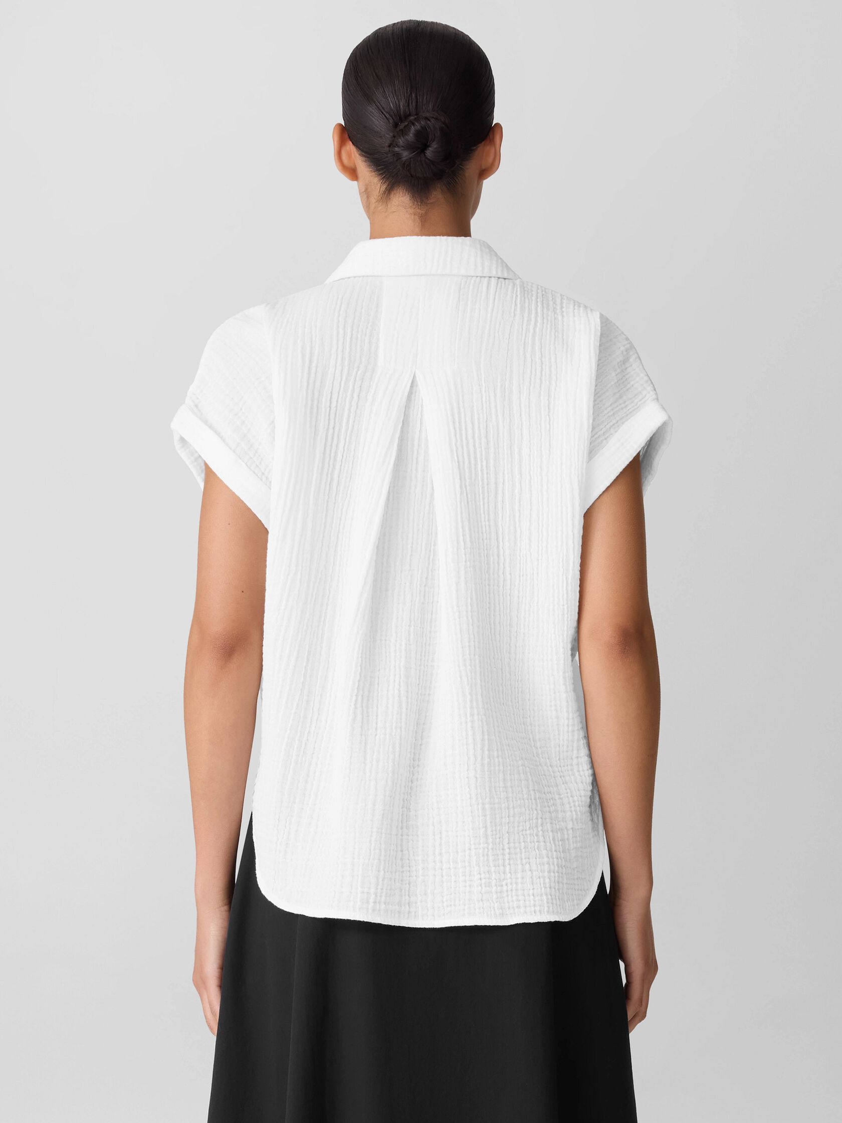Organic Cotton Lofty Gauze Notch Collar Top