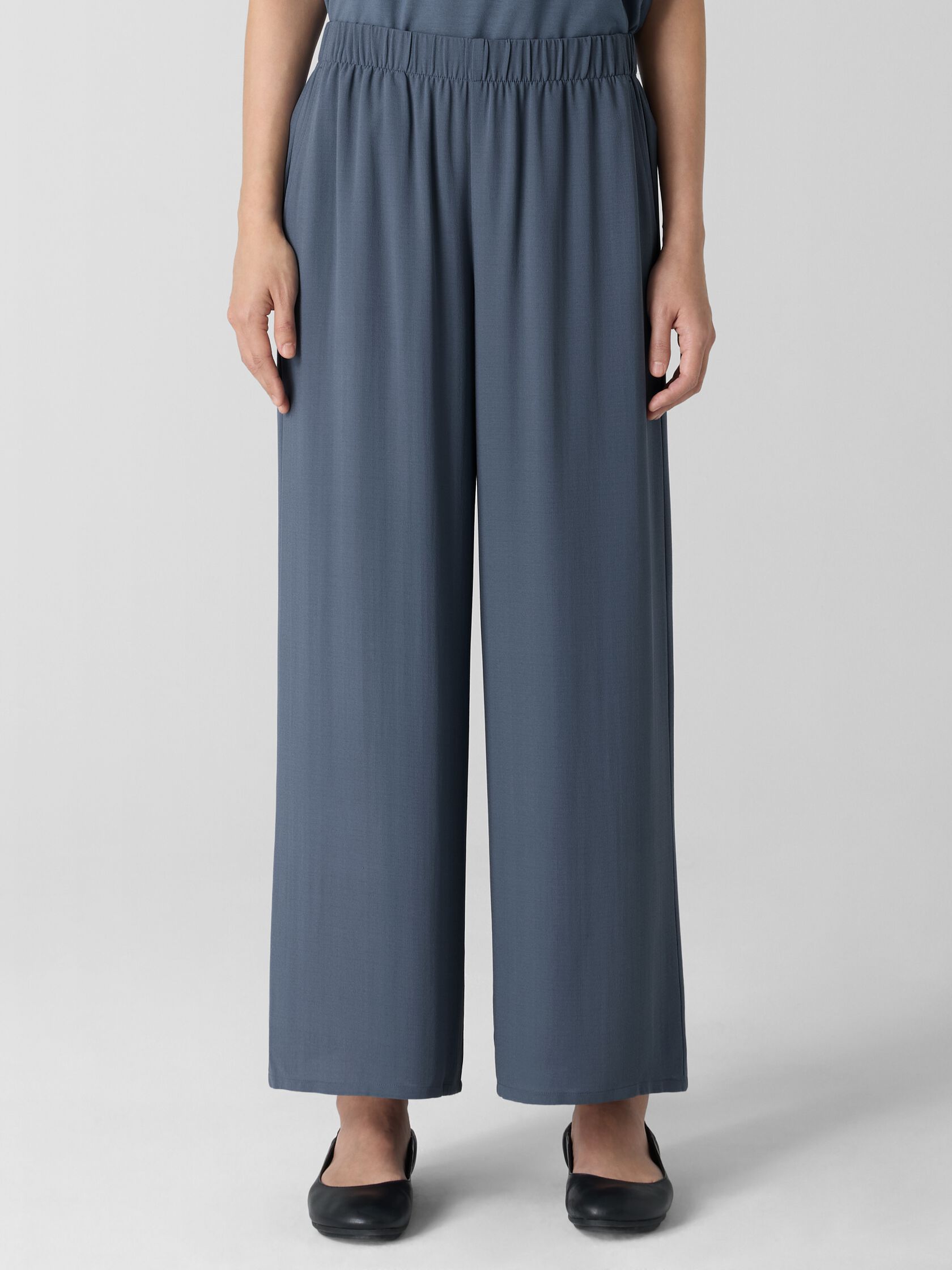 Silk Georgette Crepe Wide-Leg Pant