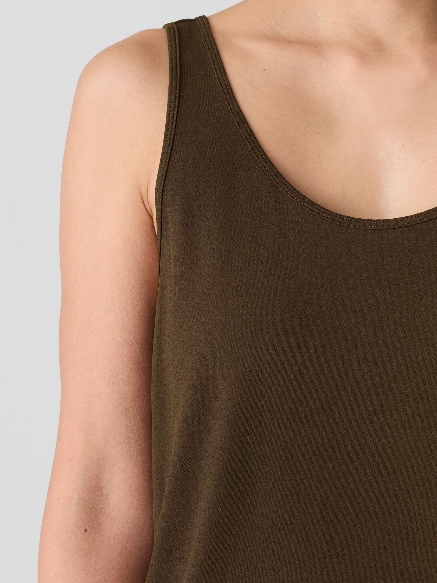 Stretch Silk Jersey Scoop Neck Tank
