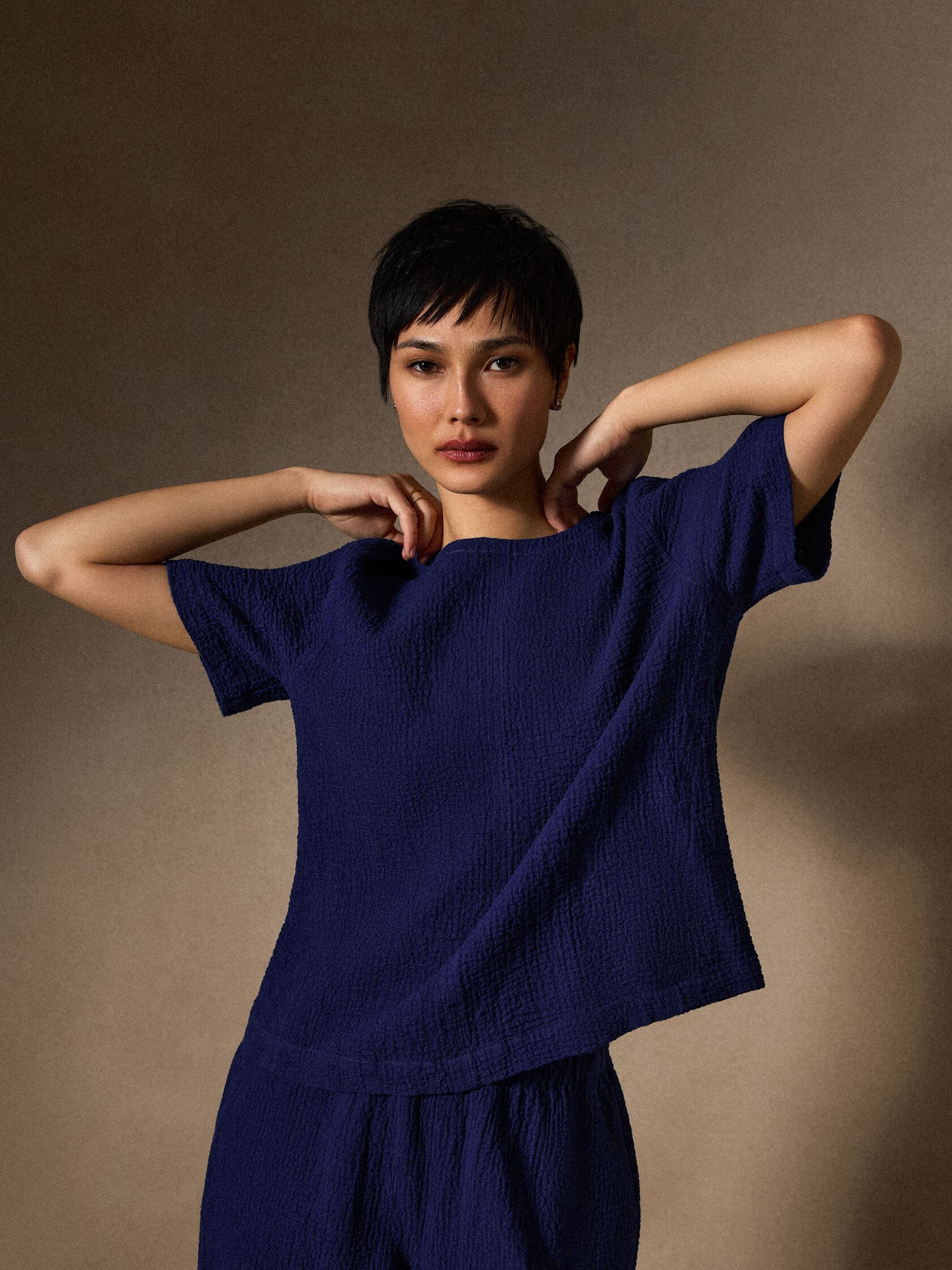 Organic Cotton Doubleweave Round Neck Top