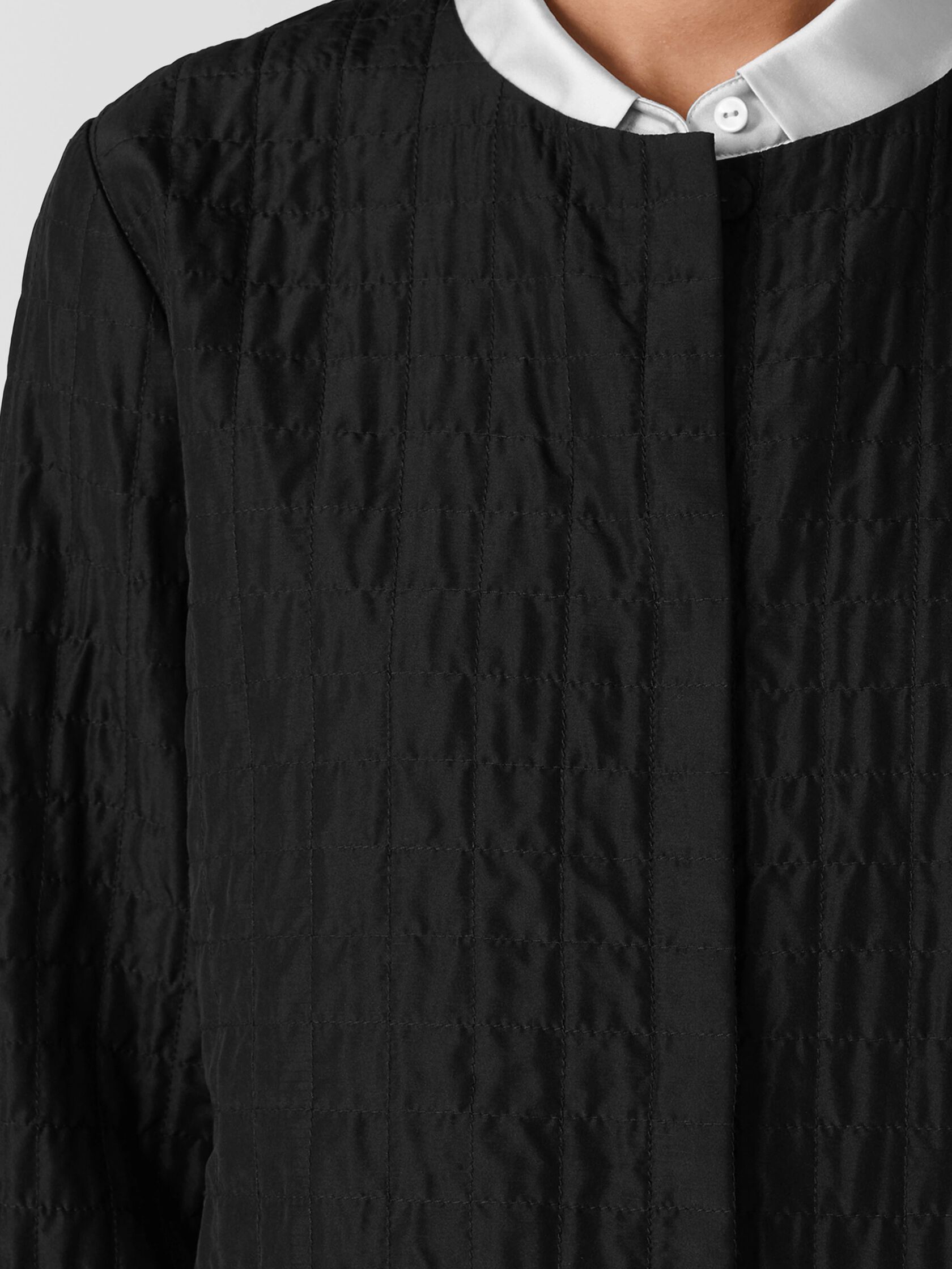Silk Habutai Quilted Round Neck Jacket