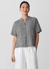 Puckered Organic Linen Band Collar Shirt
