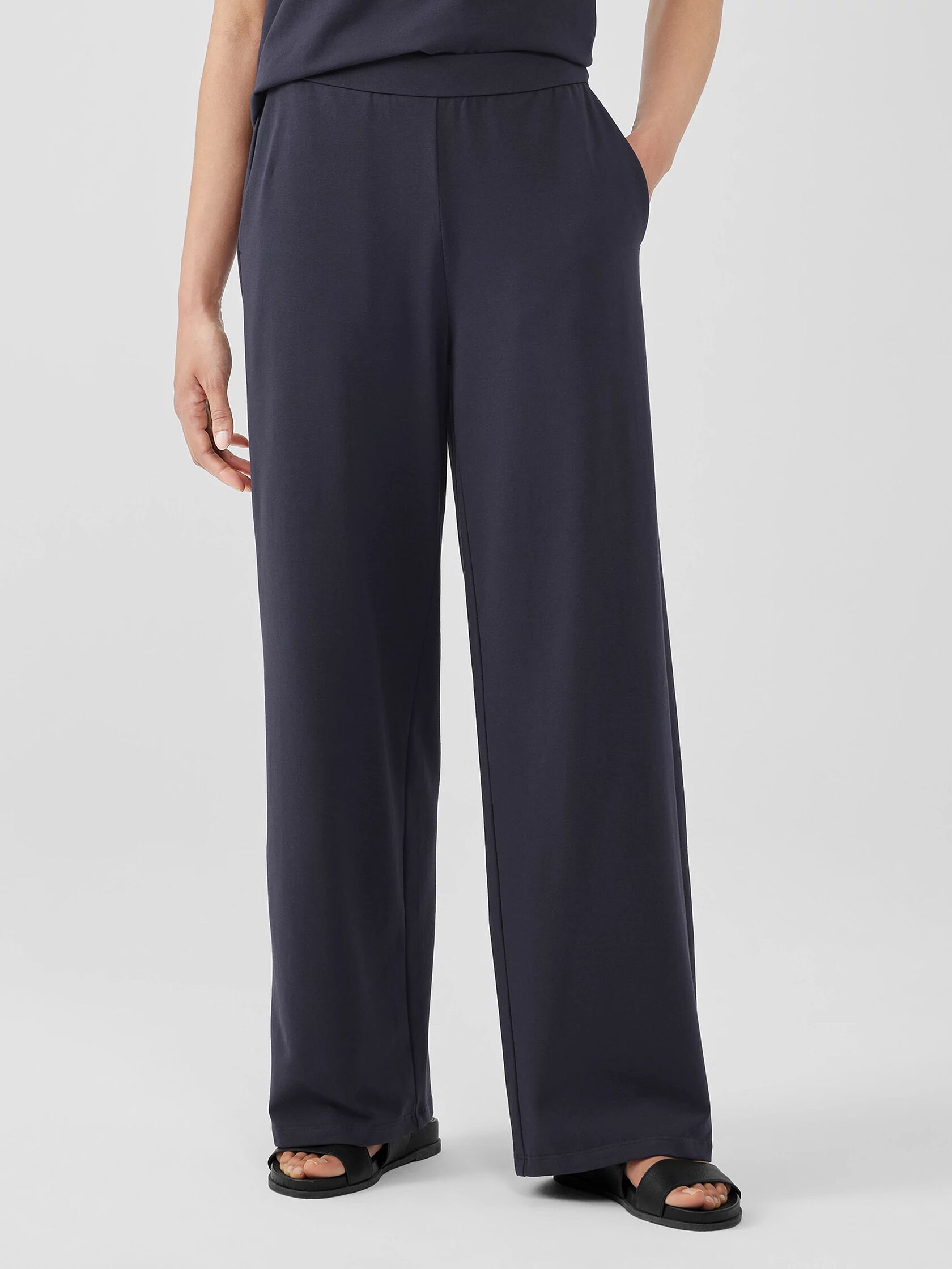 Pima Cotton Stretch Jersey Wide-Leg Pant