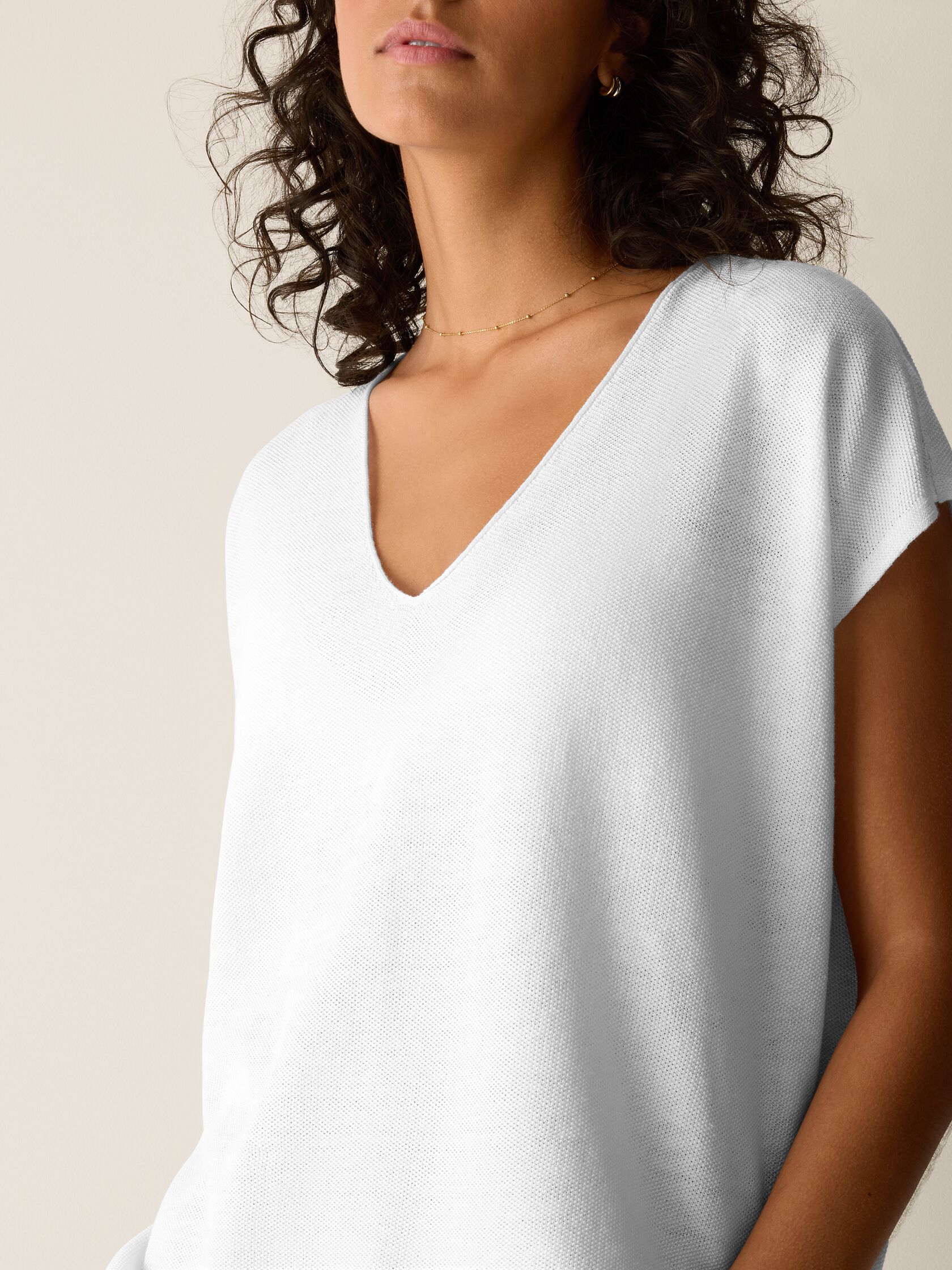 Organic Linen Cotton V-Neck Top