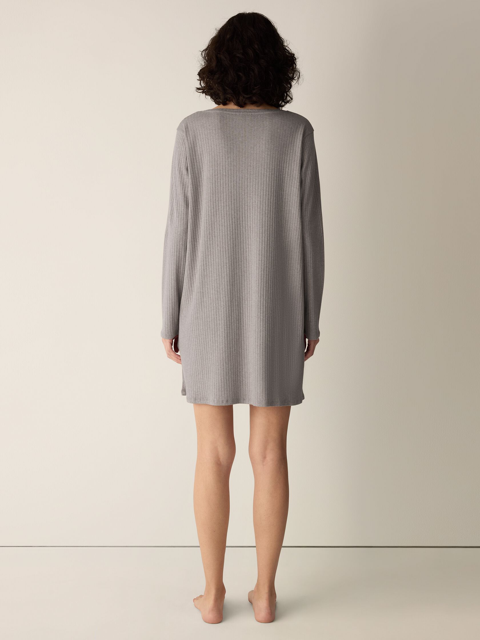 Organic Cotton Rib V-Neck Sleep Dress