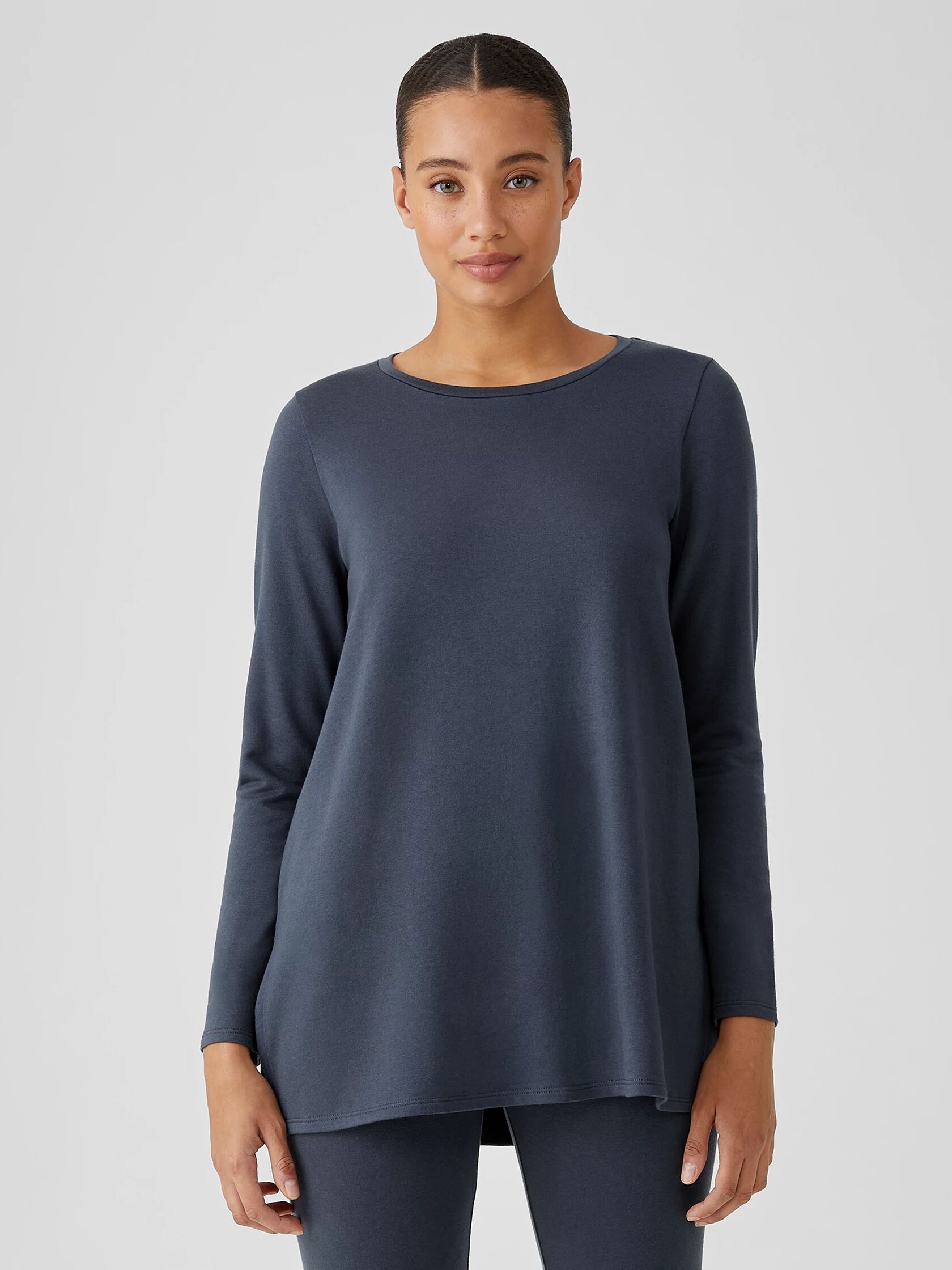 Cozy Brushed Terry Jewel Neck Top