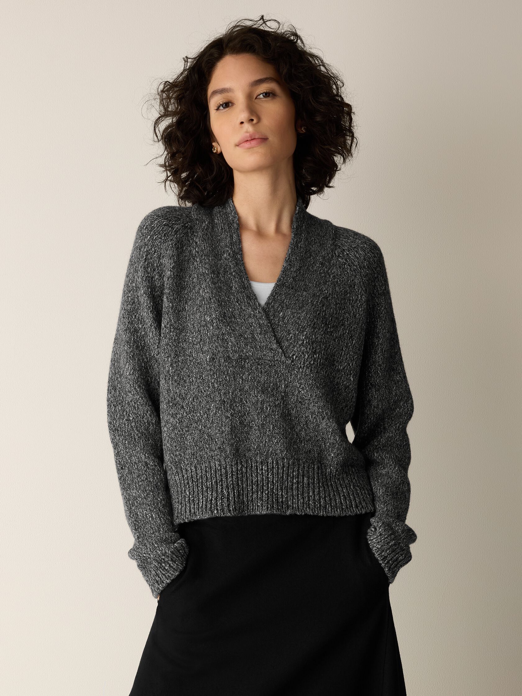 Peruvian Baby Alpaca & Cotton V-Neck Top