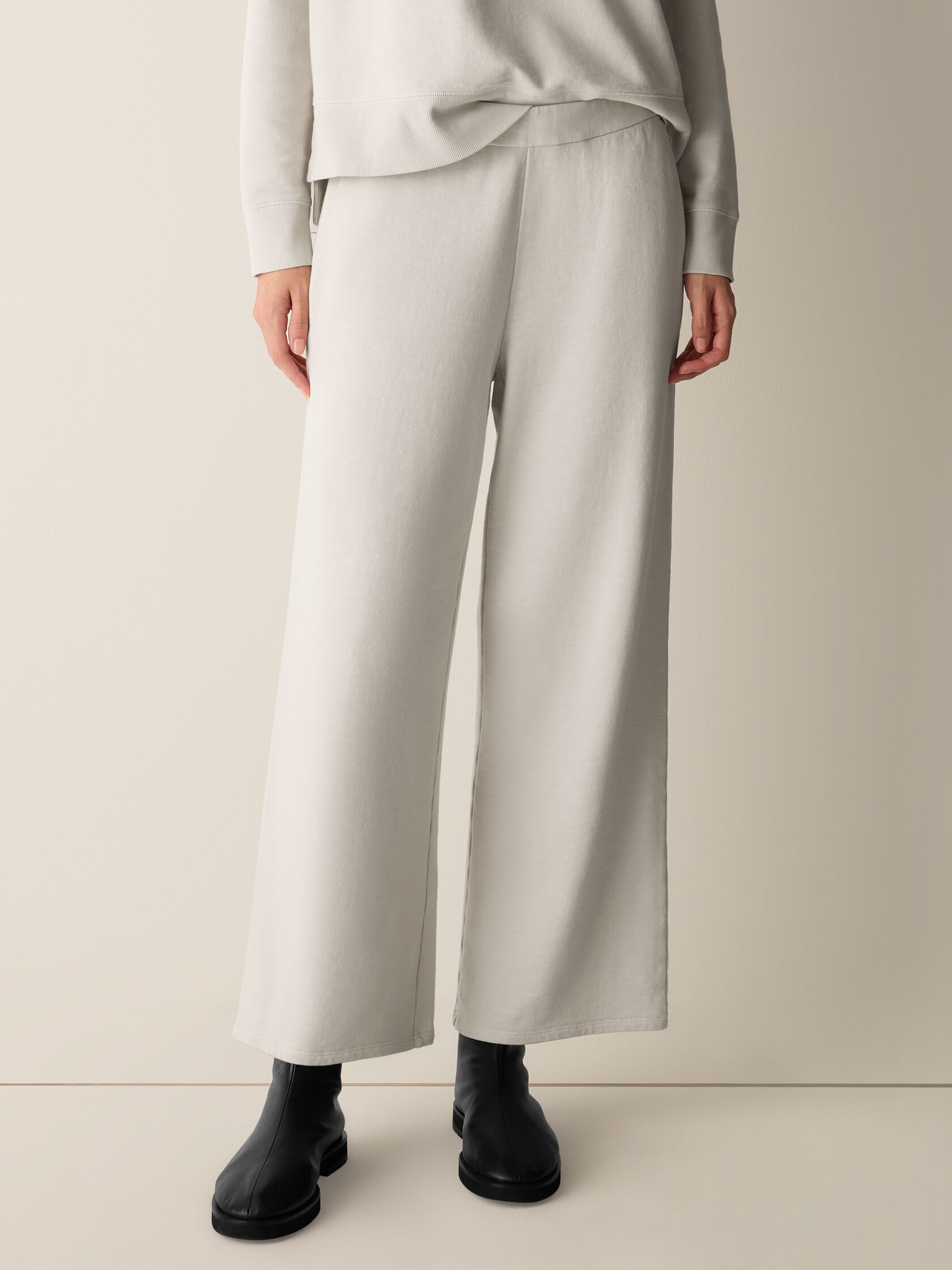 Garment-Dyed Organic Cotton Terry Wide-Leg Pant