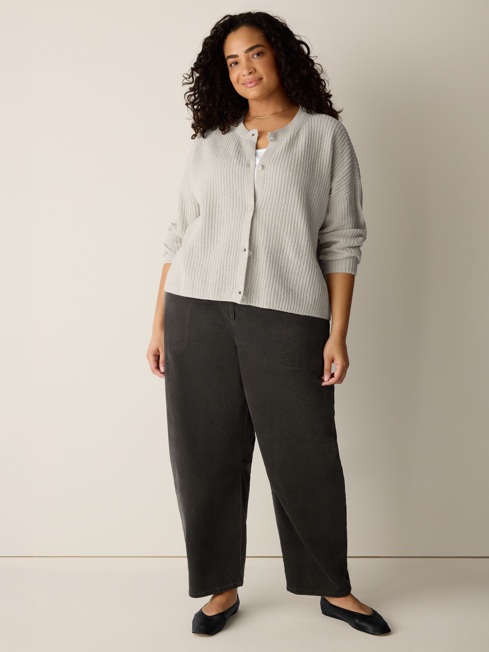 Organic Cotton Chenille&nbsp;Crew Neck Cardigan