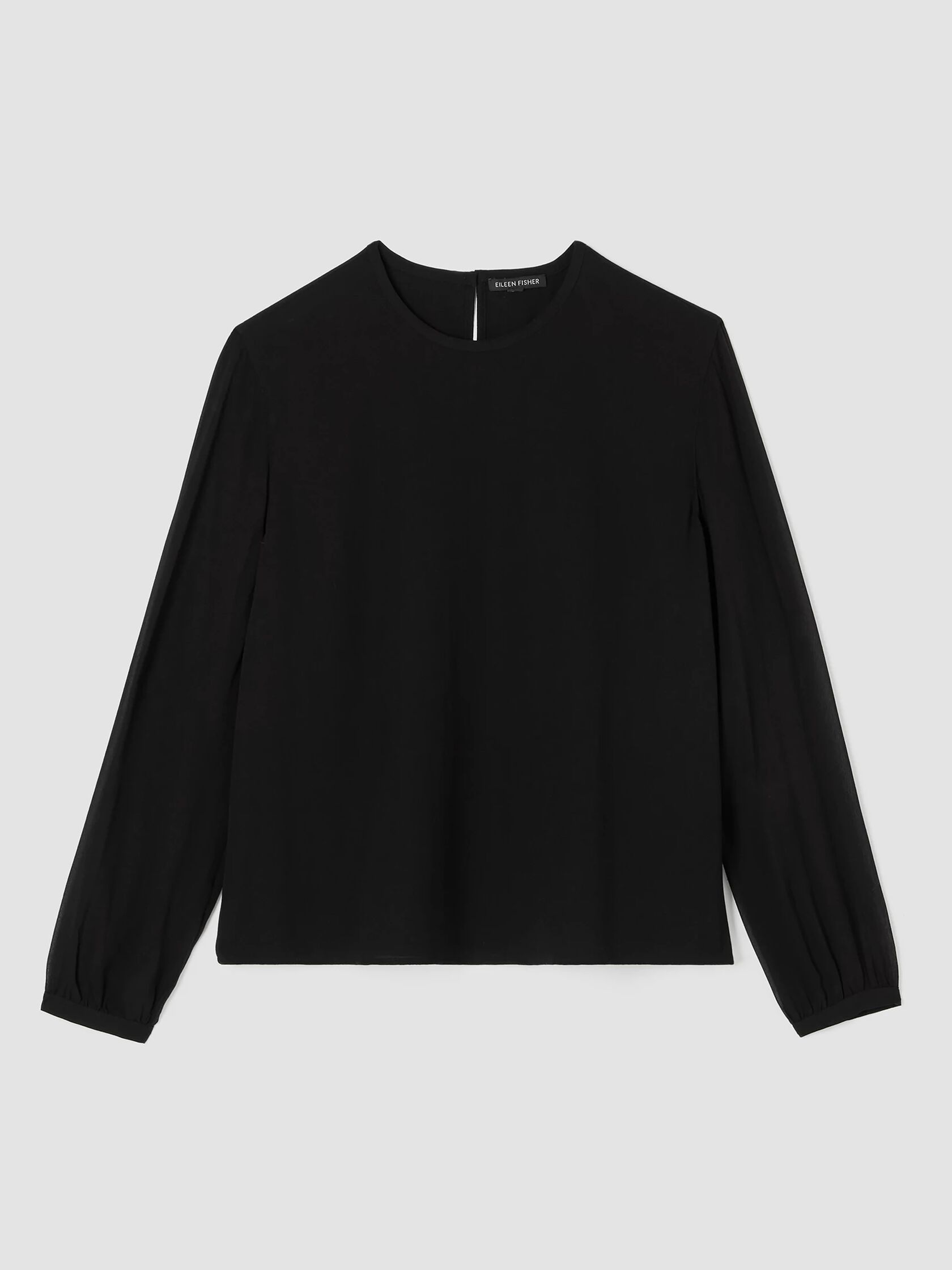 Silk Georgette Crepe Top with Sheer Sleeves