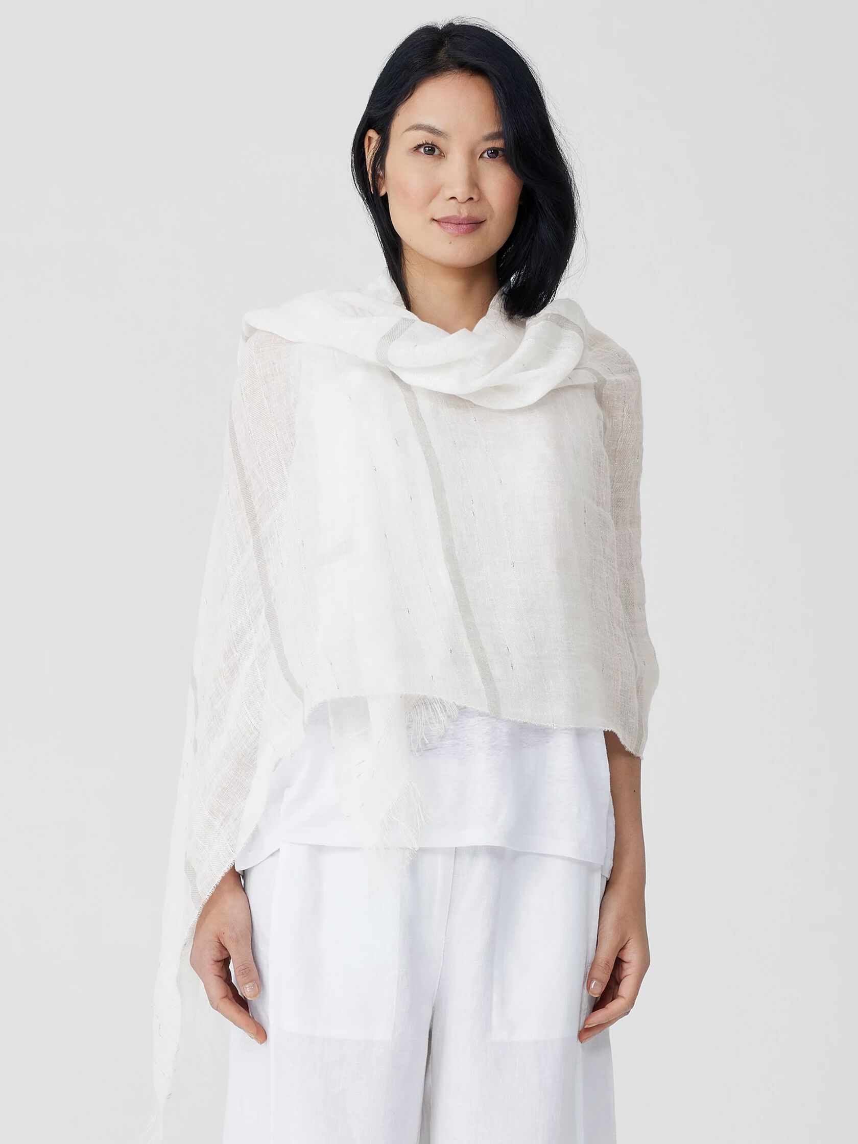 Striped Linen Shimmer Scarf