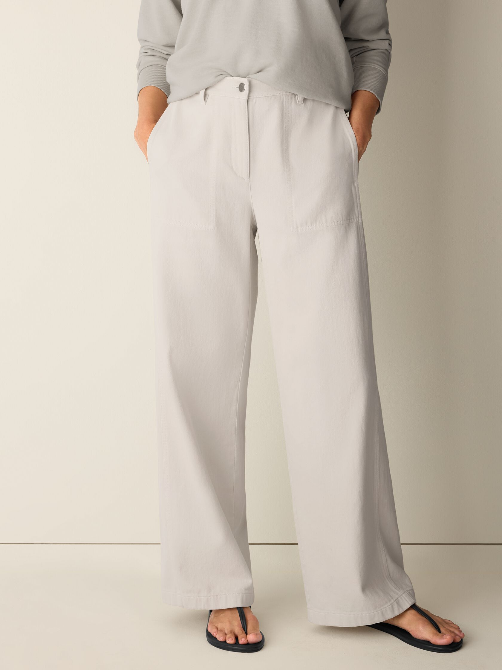 Garment-Dyed Utility Cotton Wide-Leg Pant