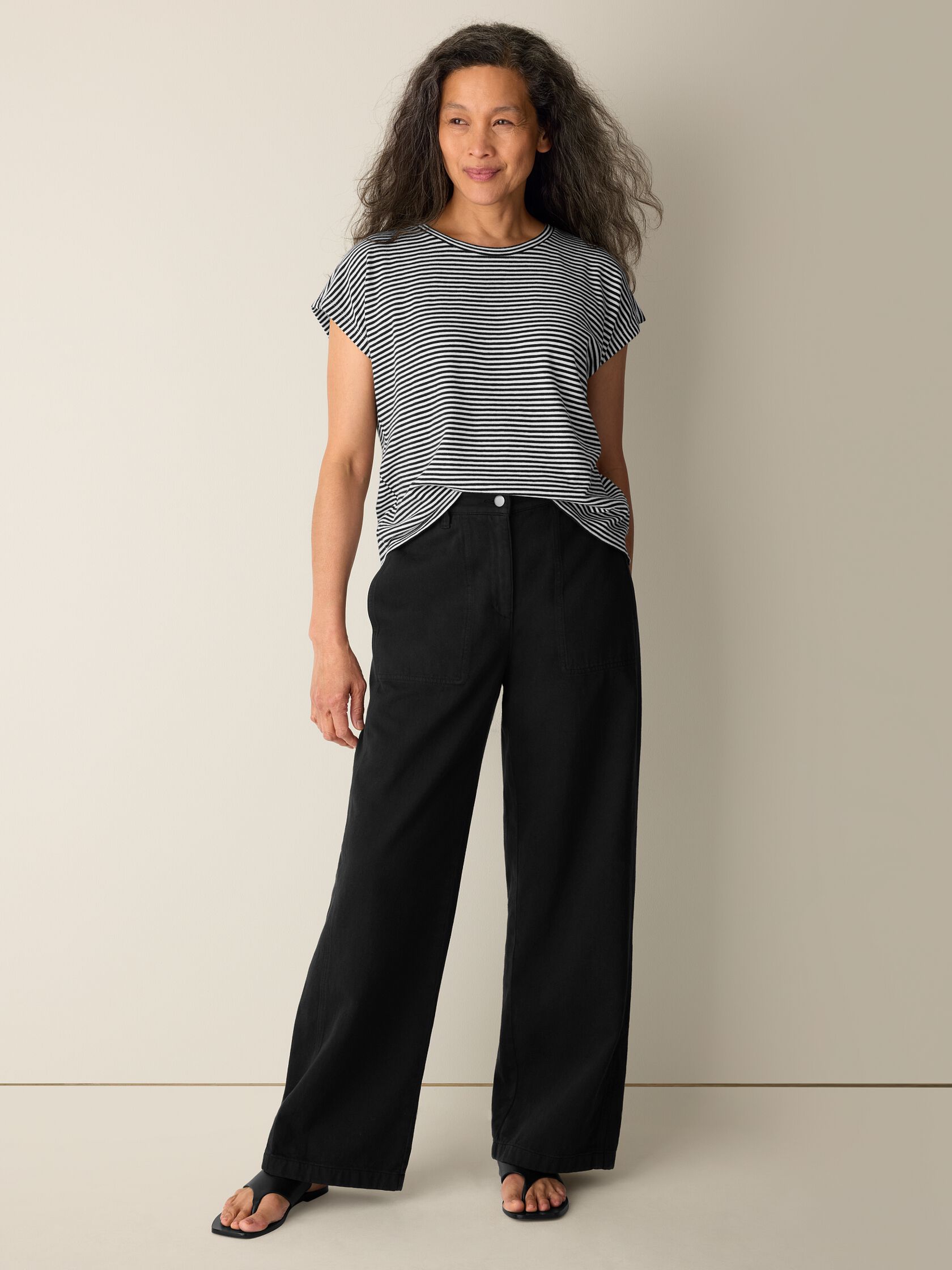 Garment-Dyed Utility Cotton Wide-Leg Pant