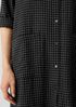 Wool Cotton Check Mandarin Collar Shirtdress
