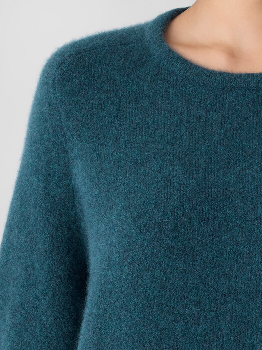Cashmere Silk Boucle Bliss Crew Neck Long Top