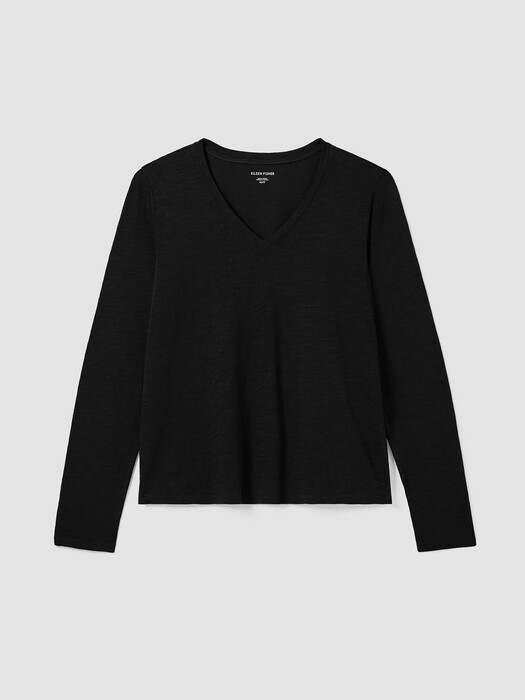 Organic Cotton Slub V-Neck Top