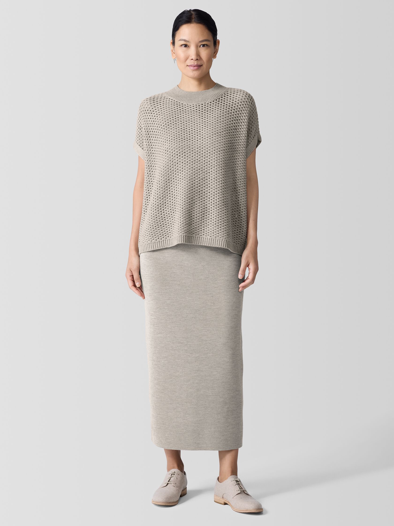 Merino Rib Pencil Skirt in Regenerative Wool