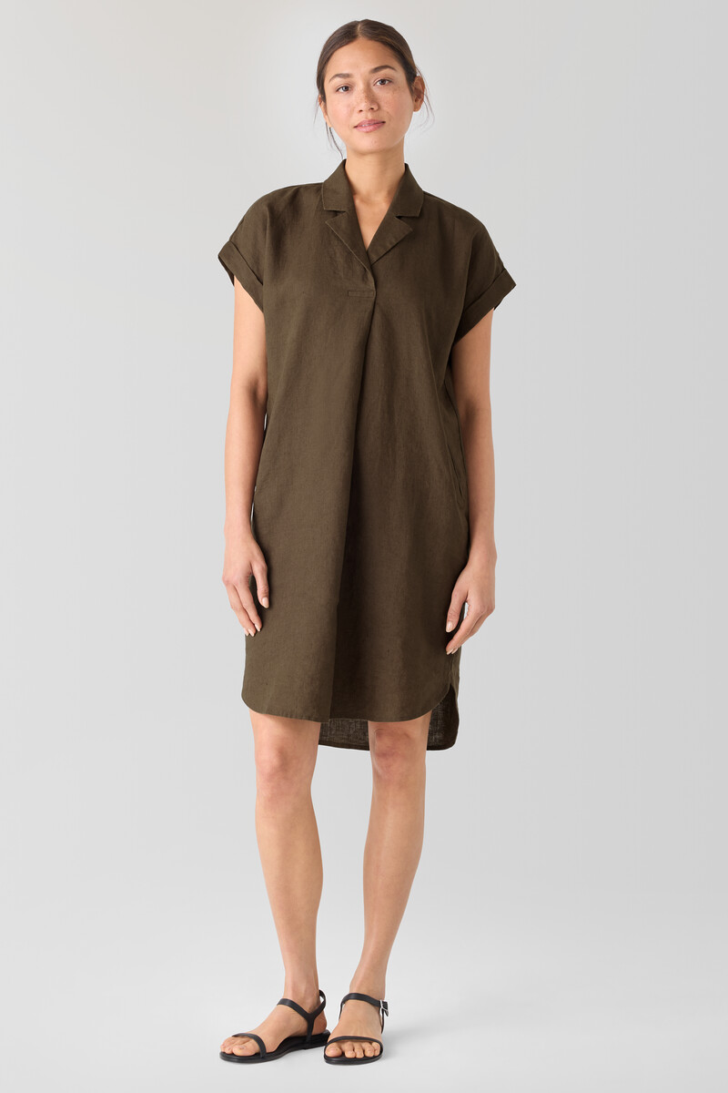 Organic Linen Notch Collar Dress Organic Linen Notch Collar Dress