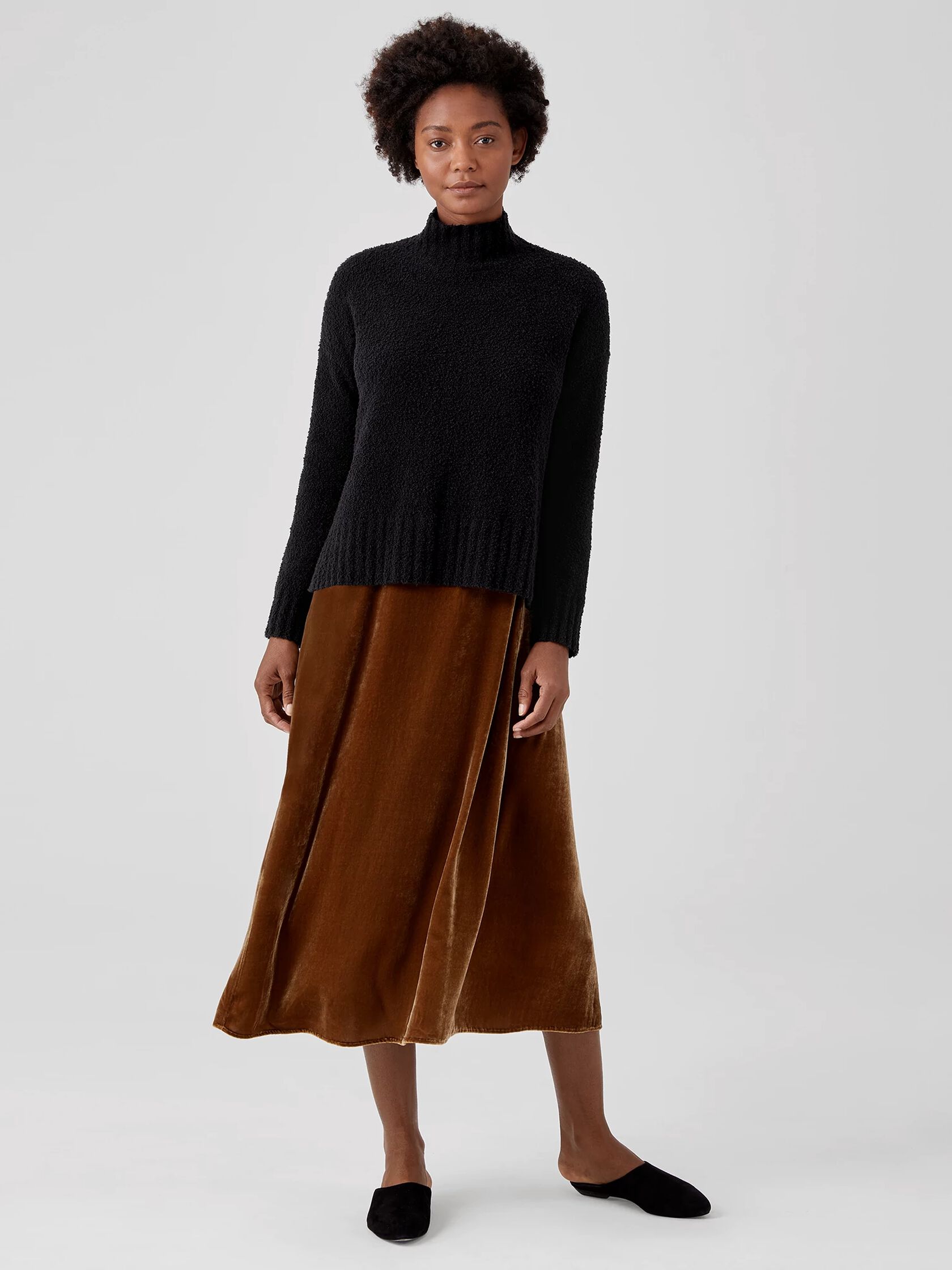 Organic Cotton Boucle Turtleneck Box-Top