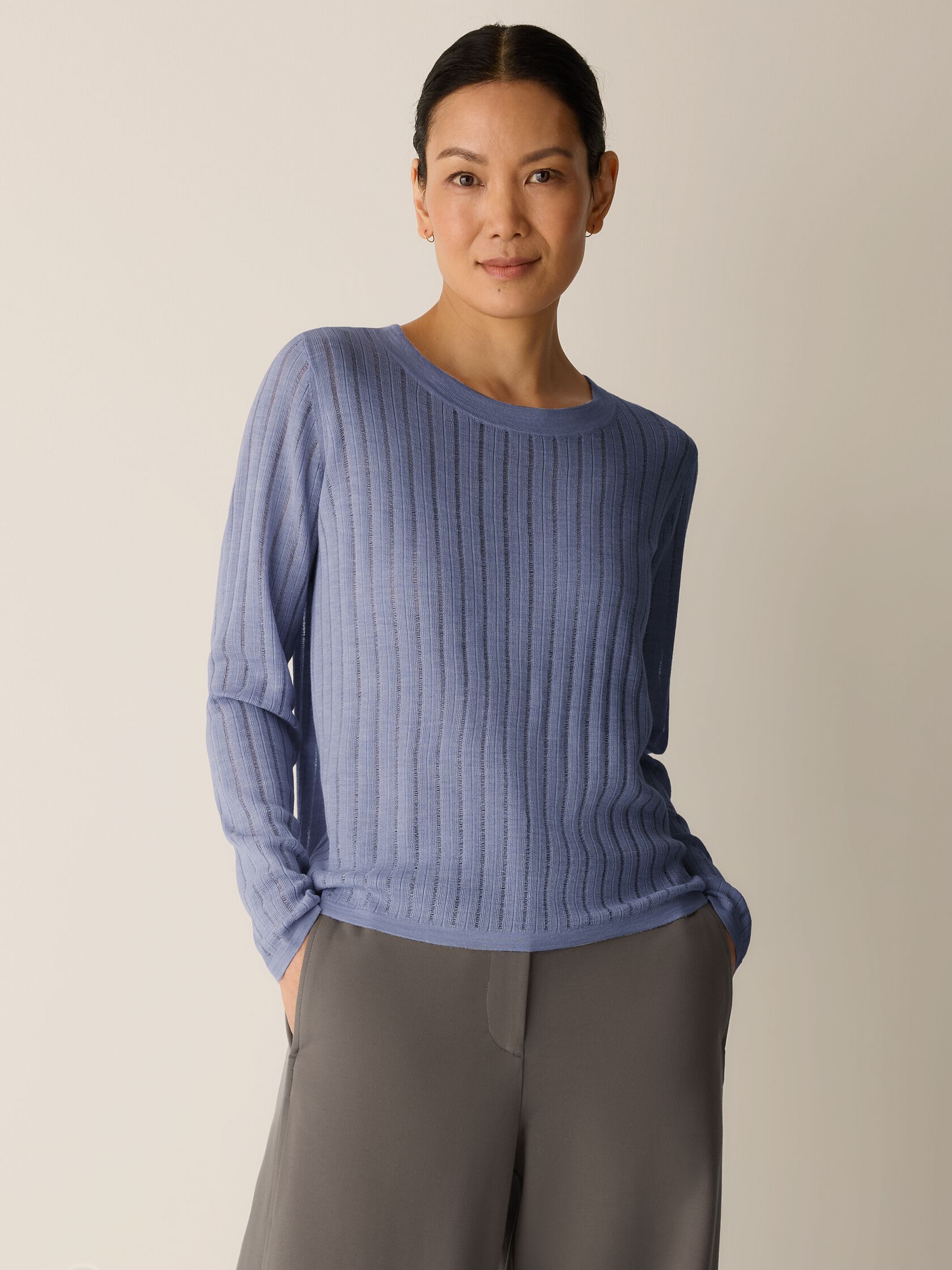Superfine Merino Crew Neck Top in Regenerative Wool