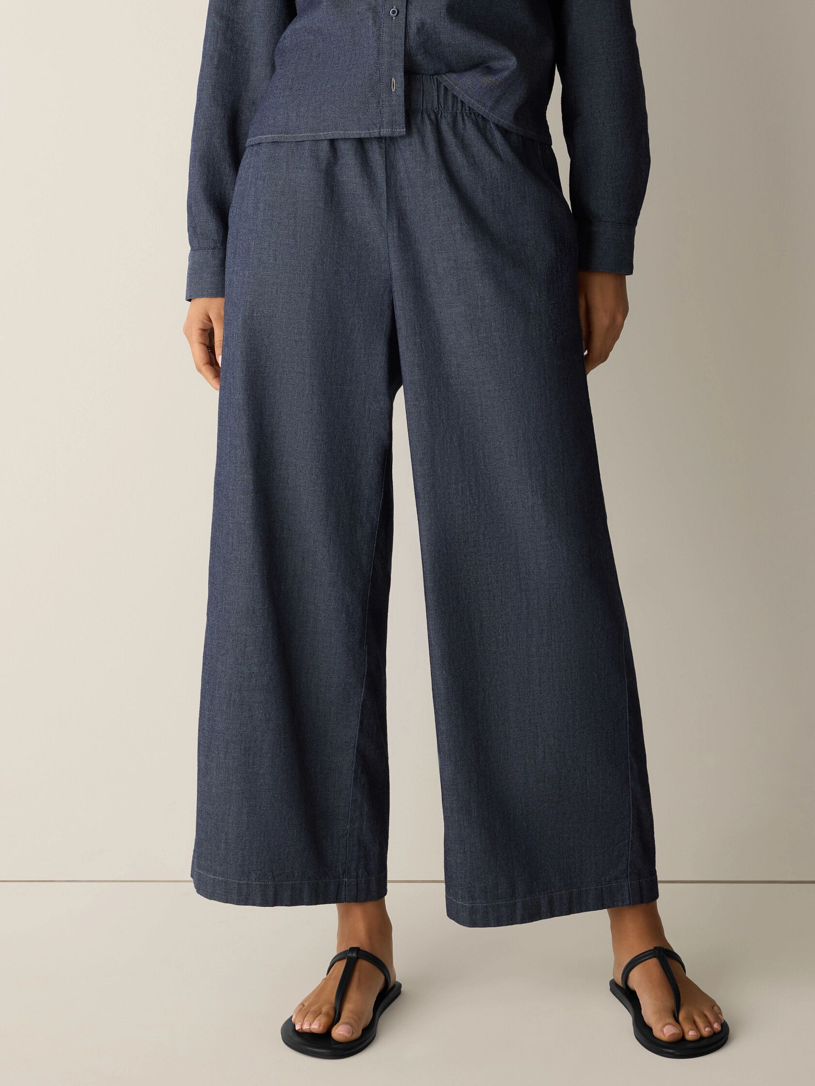 Airy Organic Cotton Twill Wide-Leg Pant