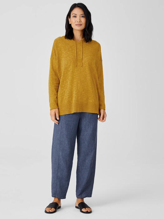 Organic Cotton Linen Slub Hooded Top