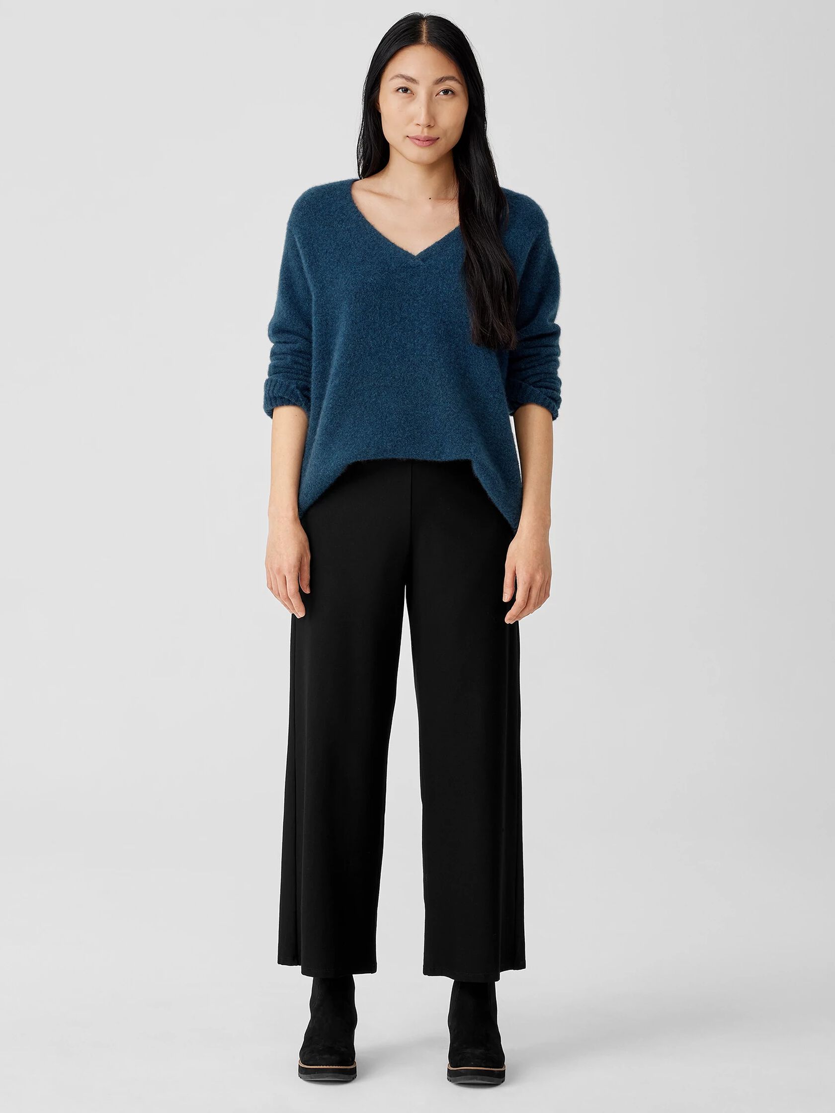 Washable Stretch Crepe Wide-Leg Pant