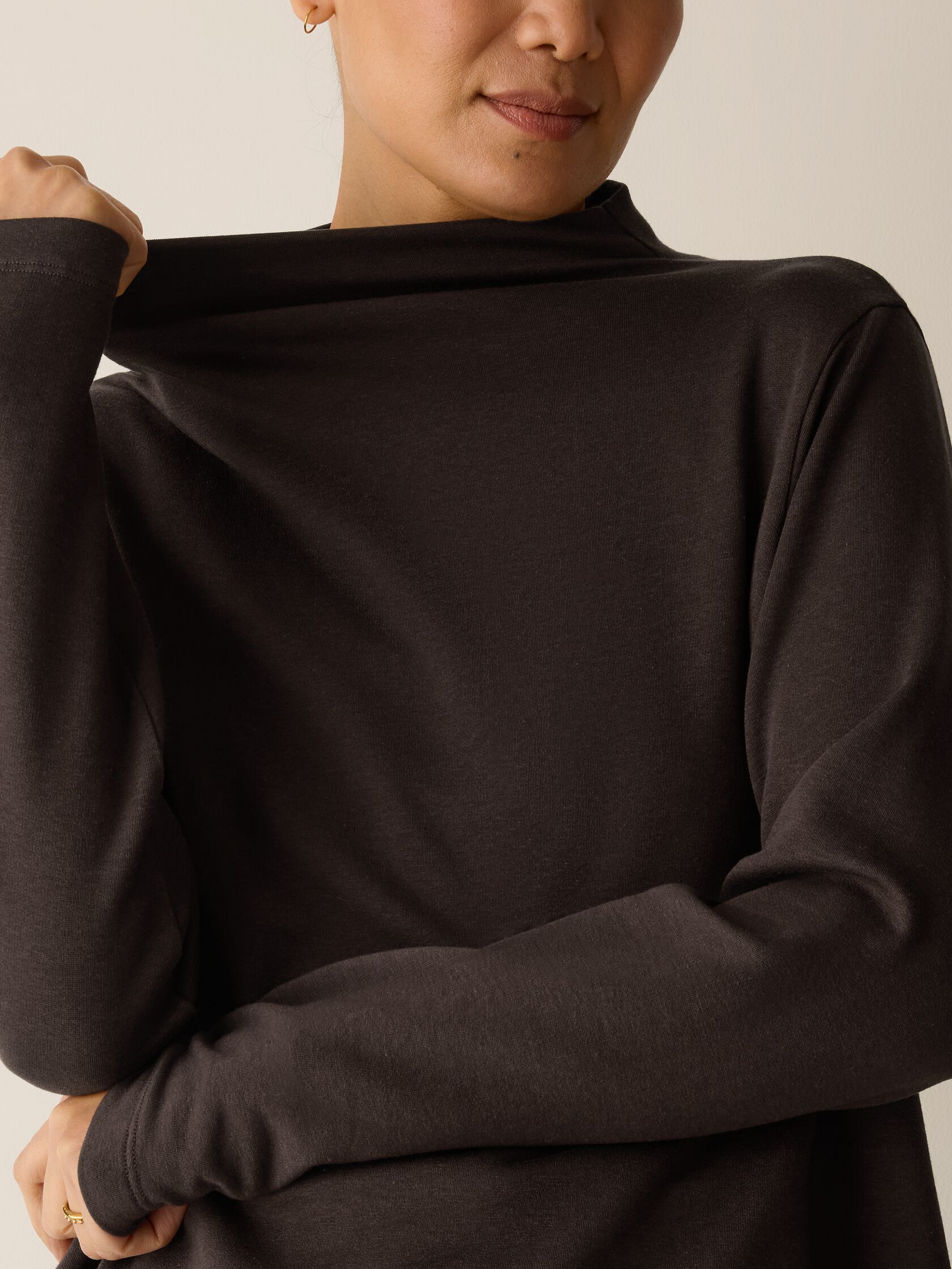 Cozy Brushed Terry Hug Funnel Neck Top