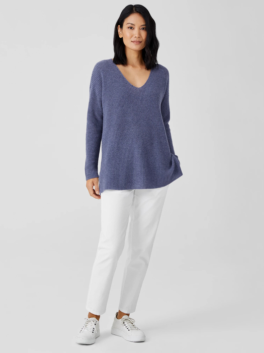 Italian Cashmere V-Neck Long Top