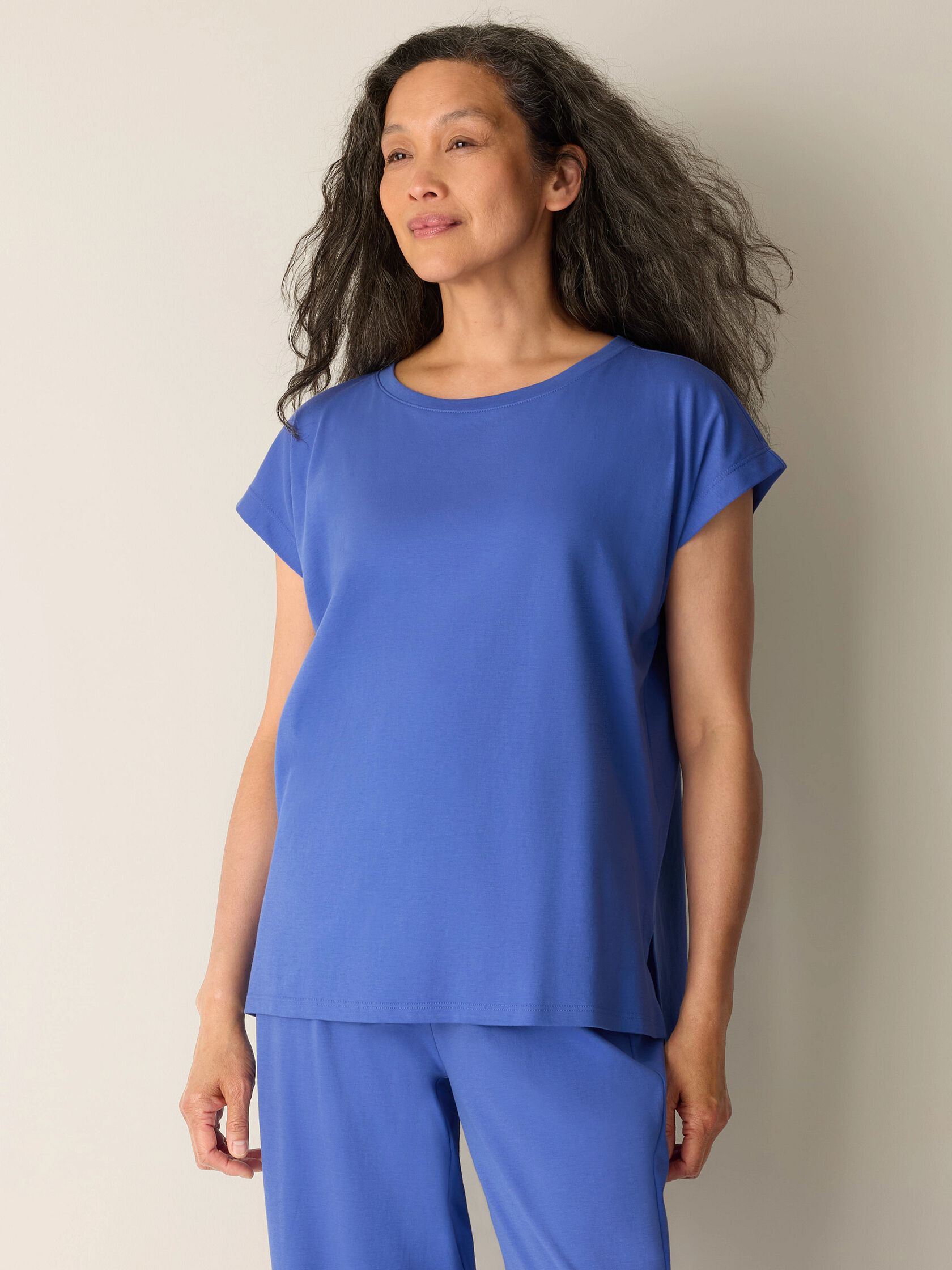 Organic Cotton Interlock Jewel Neck Sleep Tee