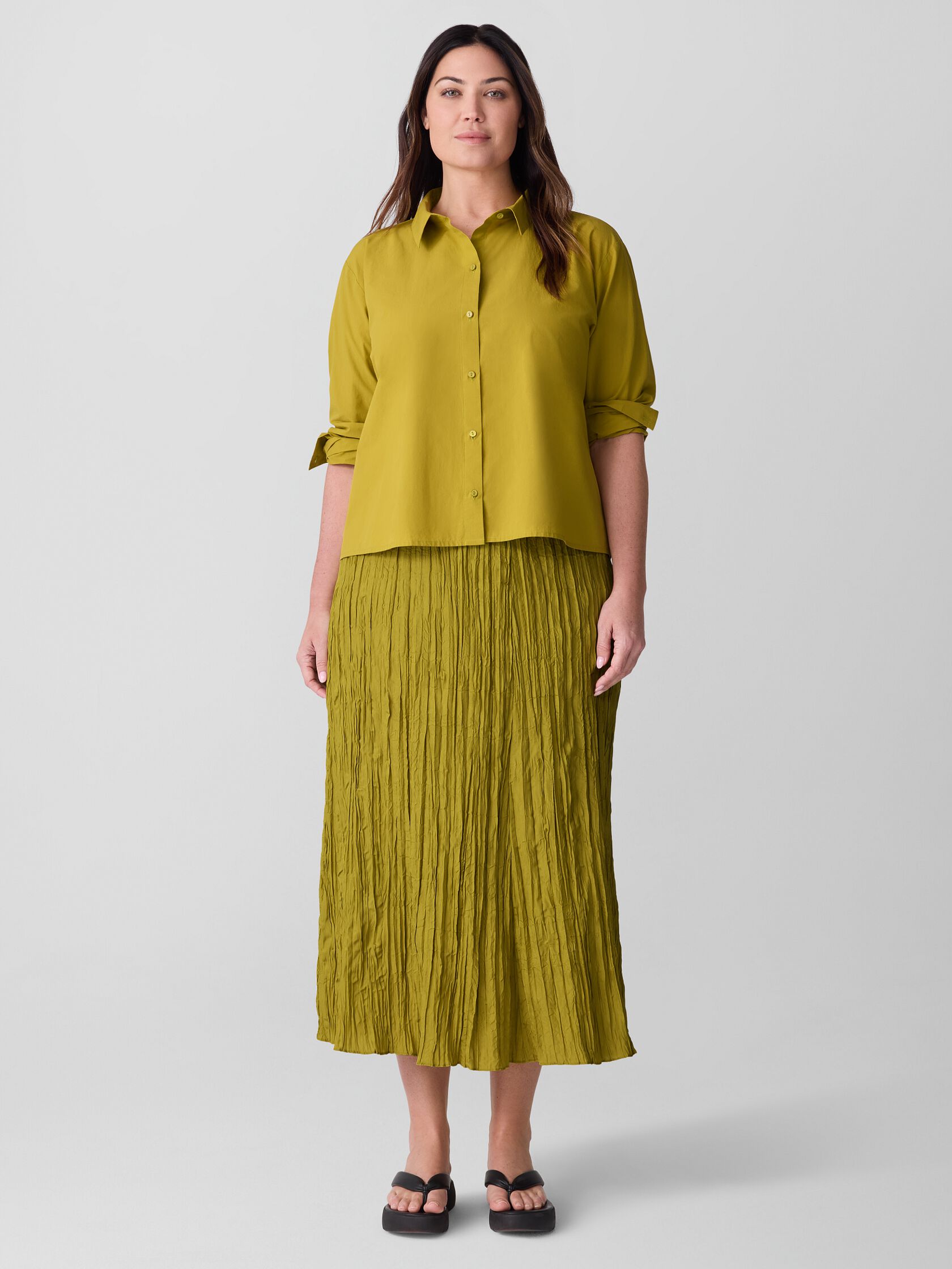 Washed Organic Cotton Poplin Classic Collar Short Shirt