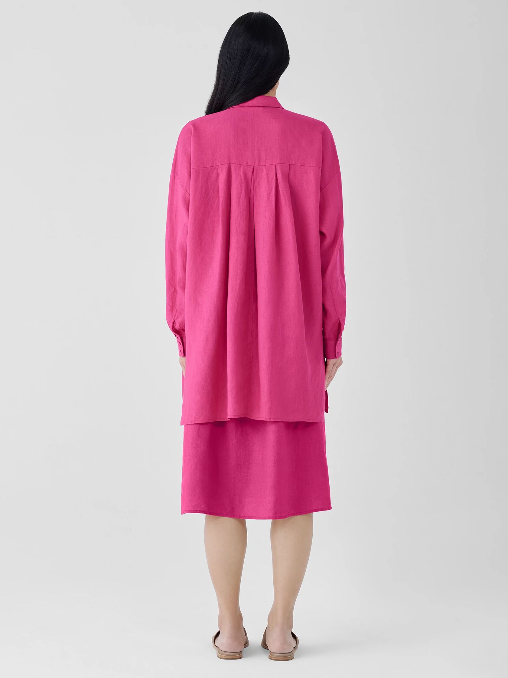 Organic Handkerchief Linen Classic Collar Long Shirt
