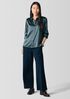 Stretch Silk Charmeuse Classic Collar Shirt