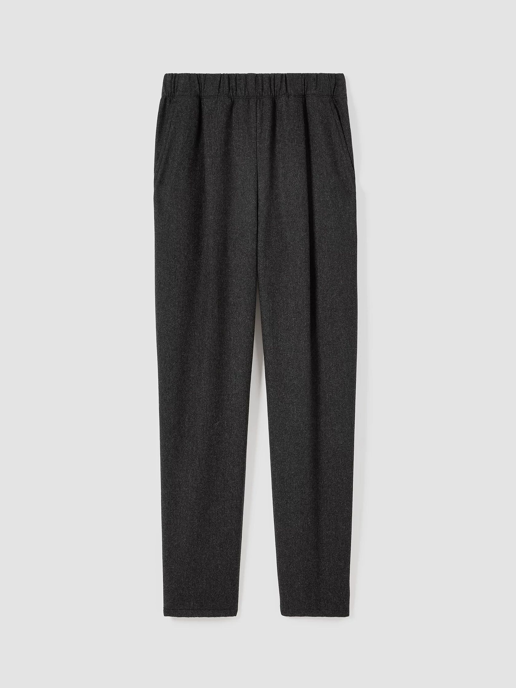 Wool Double-Face Pleated Tapered Pants